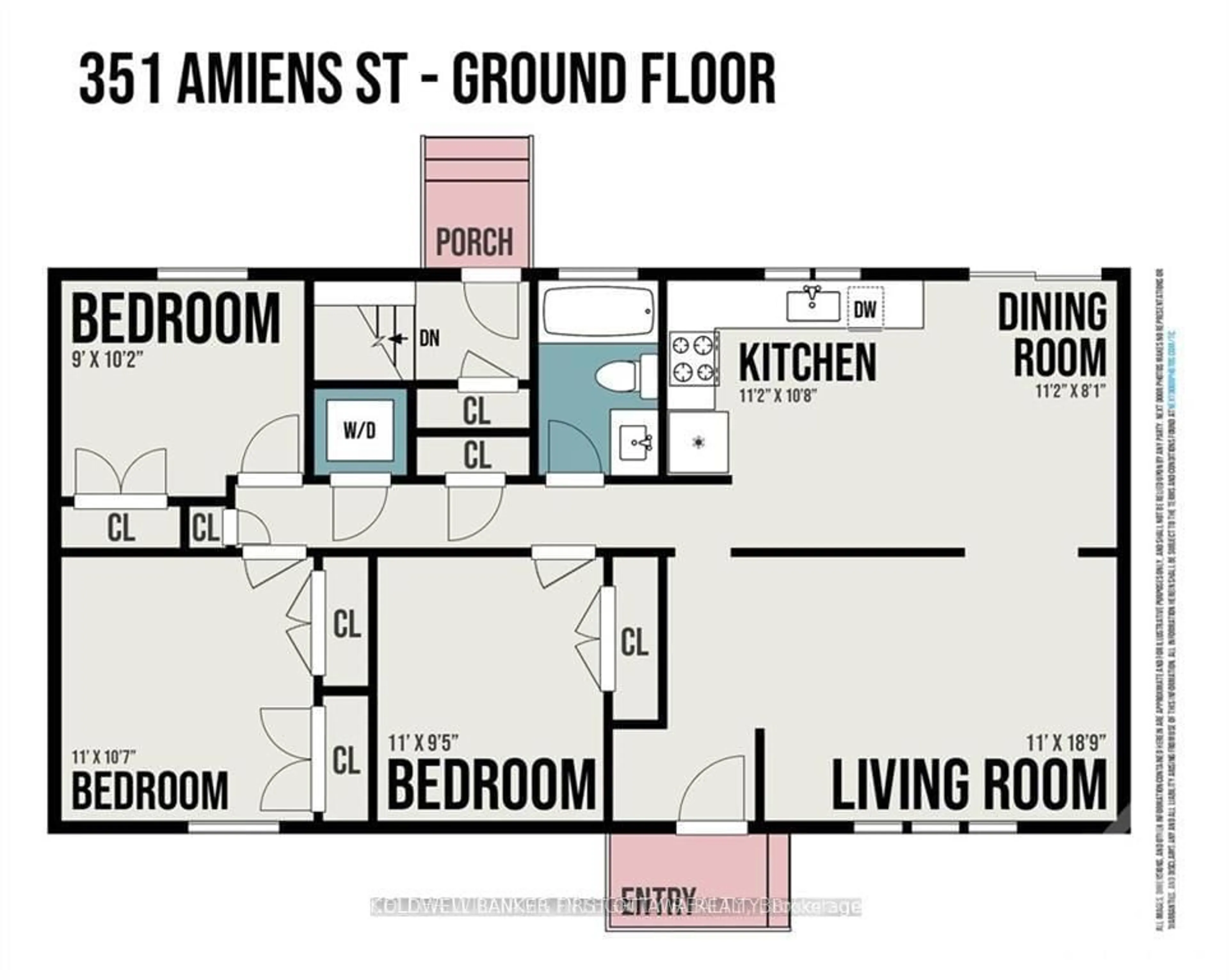 Floor plan for 351 Amiens St, Ottawa Ontario K1E 1P1