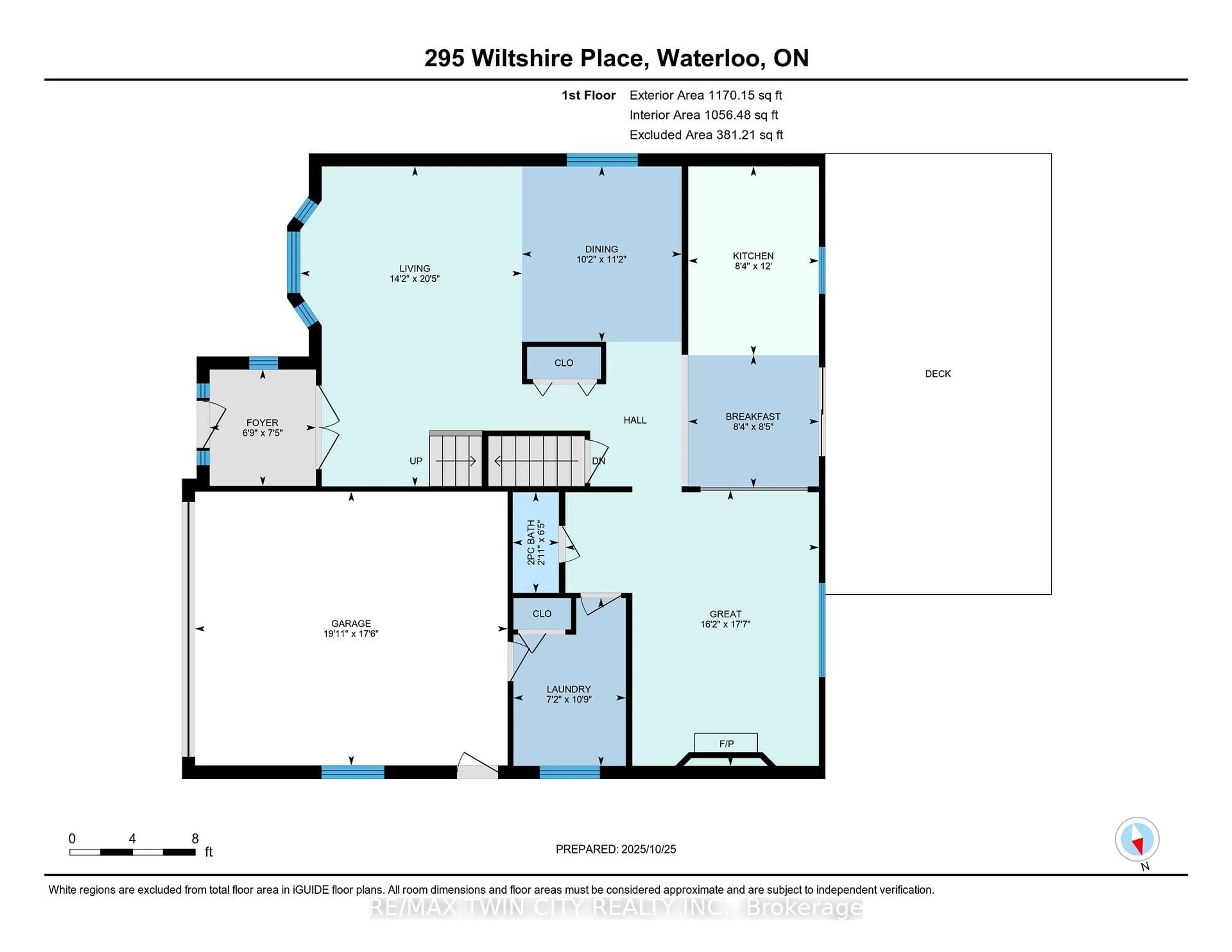 Floor plan for 295 Wiltshire Pl, Waterloo Ontario N2T 1R3