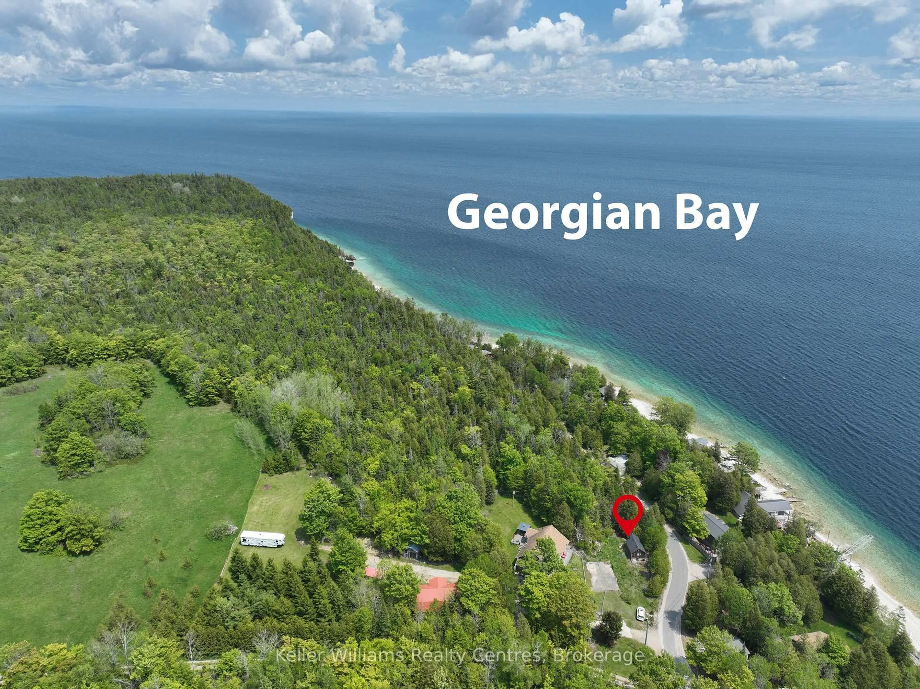 A pic from outside/outdoor area/front of a property/back of a property/a pic from drone, water/lake/river/ocean view for 79 Whippoorwill Rd, Northern Bruce Peninsula Ontario N0H 1W0