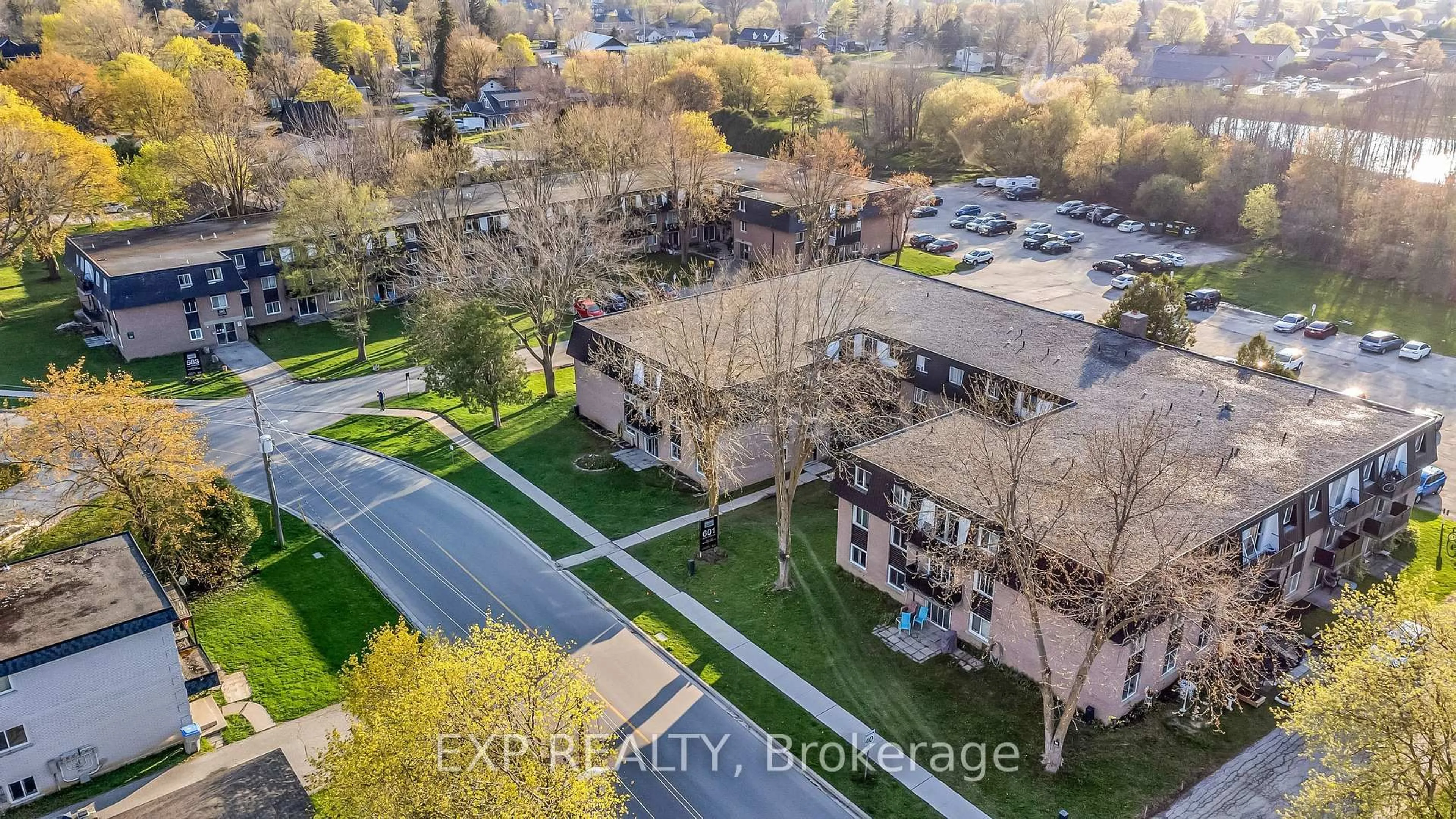 A pic from outside/outdoor area/front of a property/back of a property/a pic from drone, city buildings view from balcony for 601 Barber Ave #201, North Perth Ontario N4W 1S4