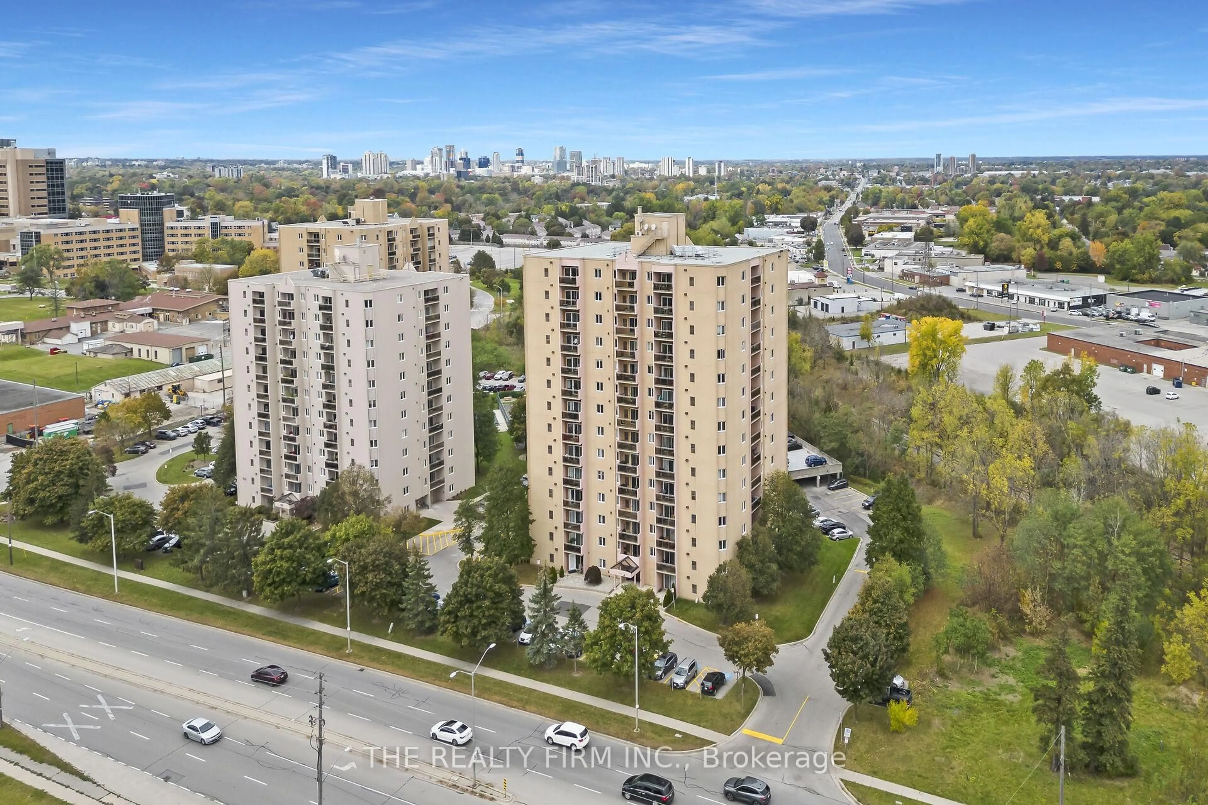 A pic from outside/outdoor area/front of a property/back of a property/a pic from drone, city buildings view from balcony for 858 Commissioners Rd #504, London South Ontario N6C 5Y5
