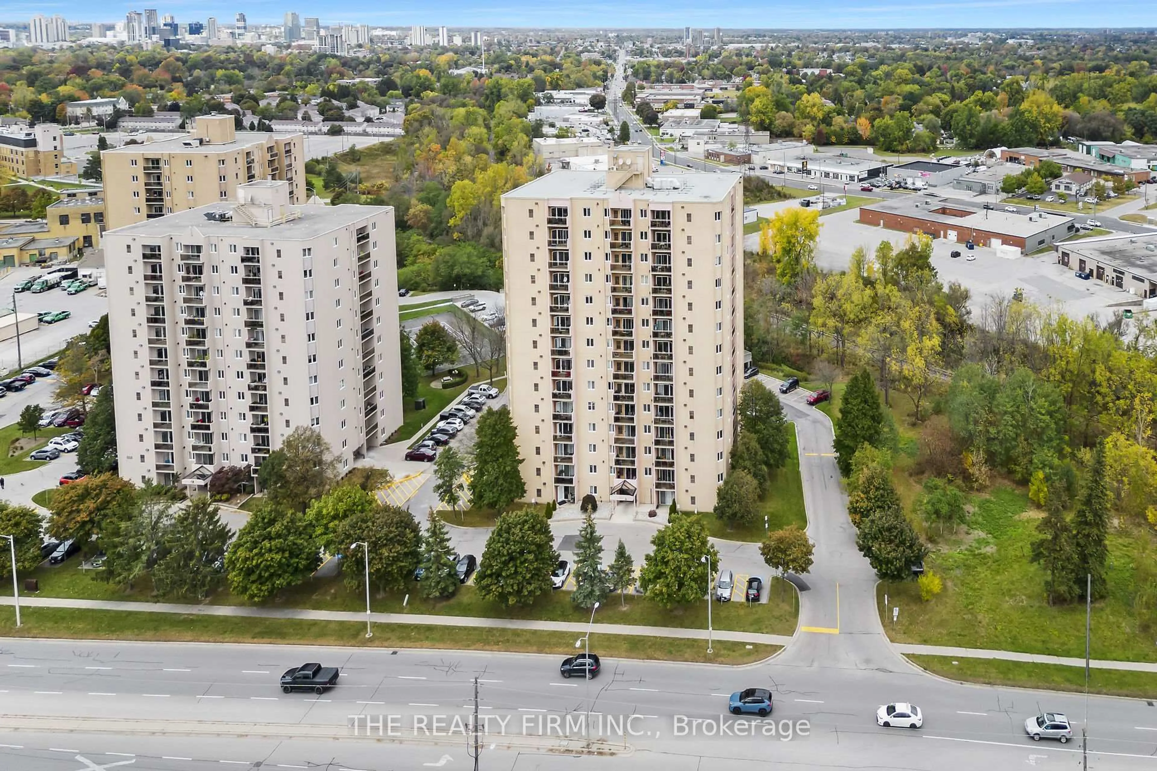 A pic from outside/outdoor area/front of a property/back of a property/a pic from drone, city buildings view from balcony for 858 Commissioners Rd #504, London South Ontario N6C 5Y5