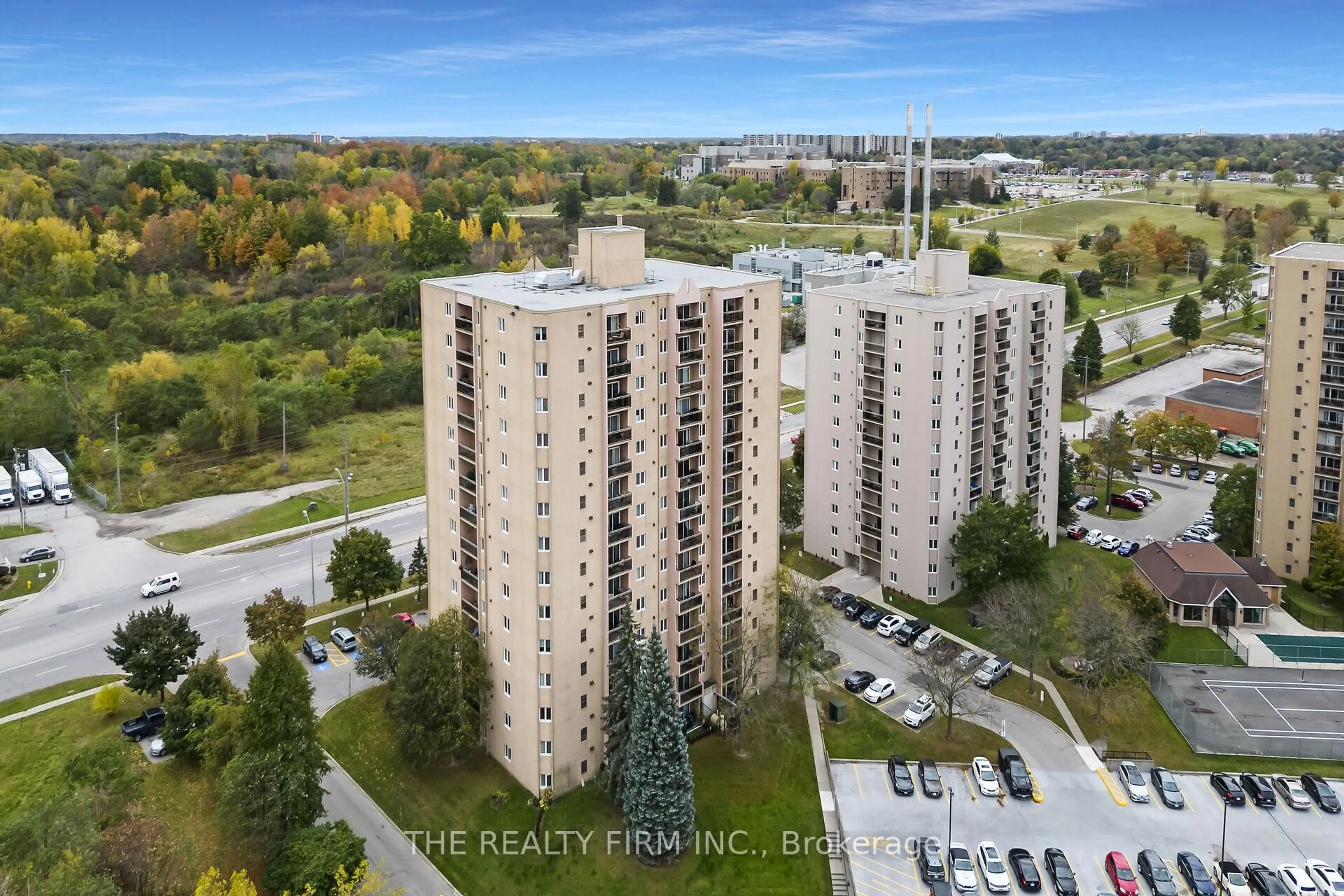A pic from outside/outdoor area/front of a property/back of a property/a pic from drone, city buildings view from balcony for 858 Commissioners Rd #504, London South Ontario N6C 5Y5