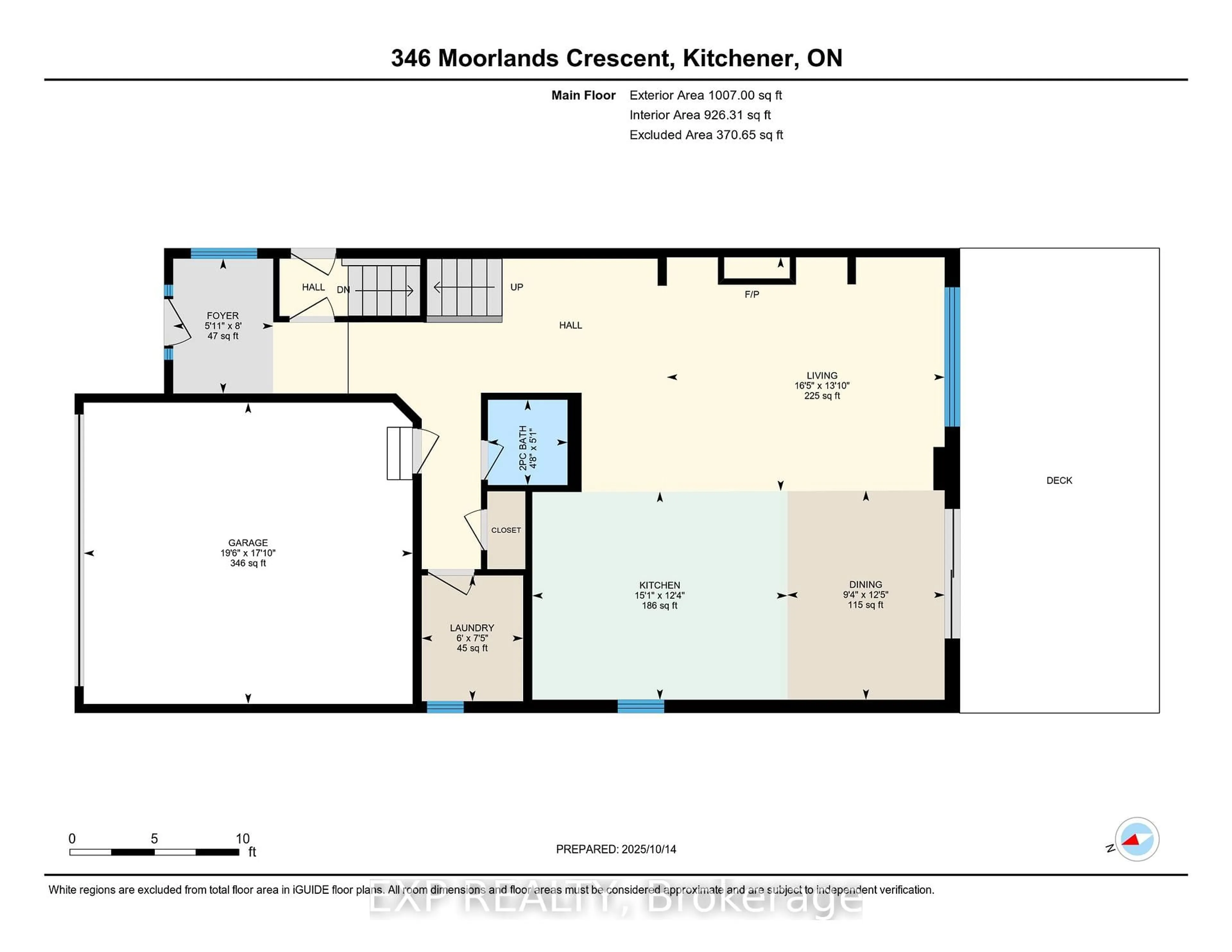 Floor plan for 346 Moorlands Cres, Kitchener Ontario N2P 0C5