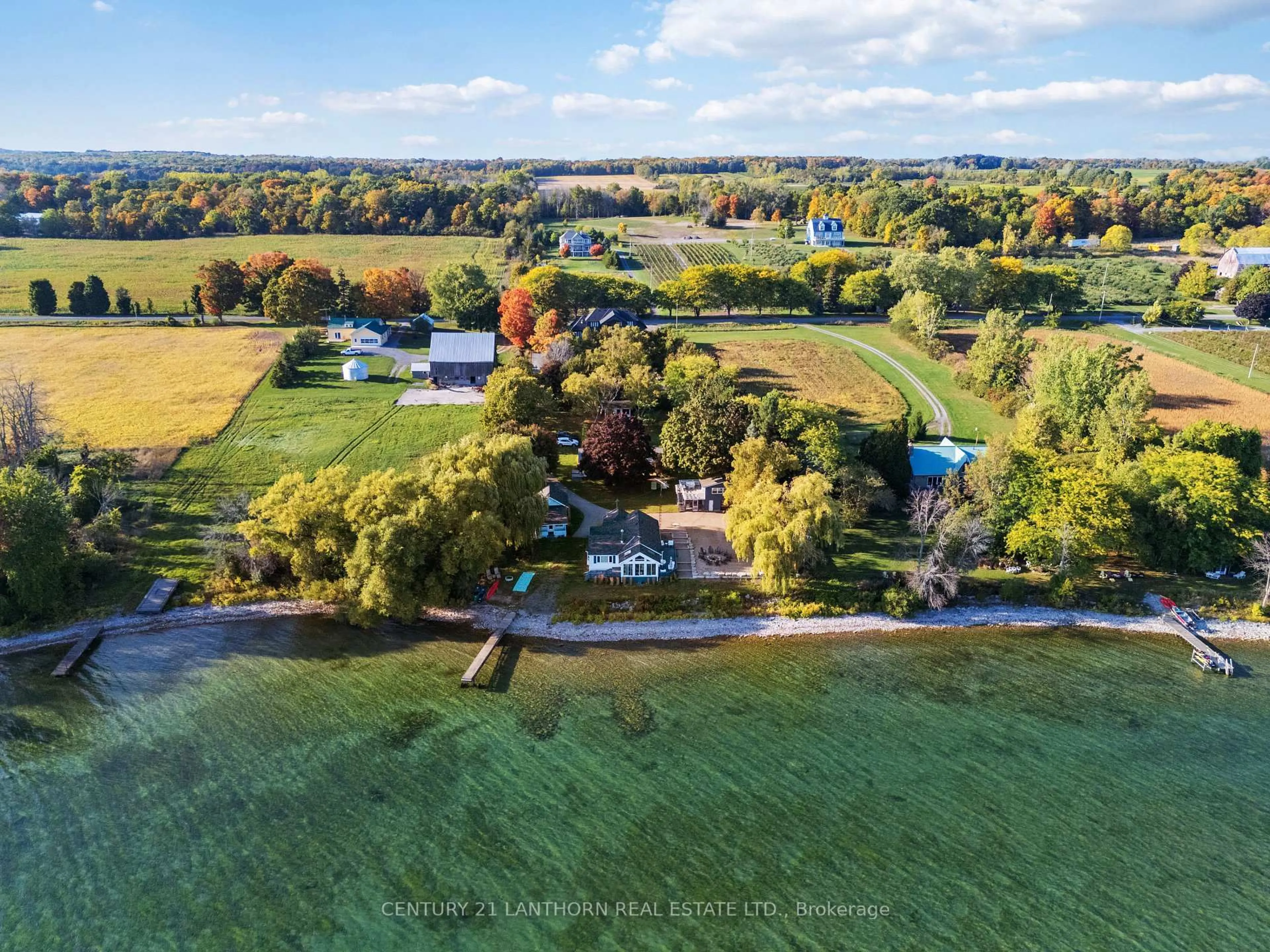 A pic from outside/outdoor area/front of a property/back of a property/a pic from drone, water/lake/river/ocean view for 2924 County Road 8, Prince Edward County Ontario K0K 2T0