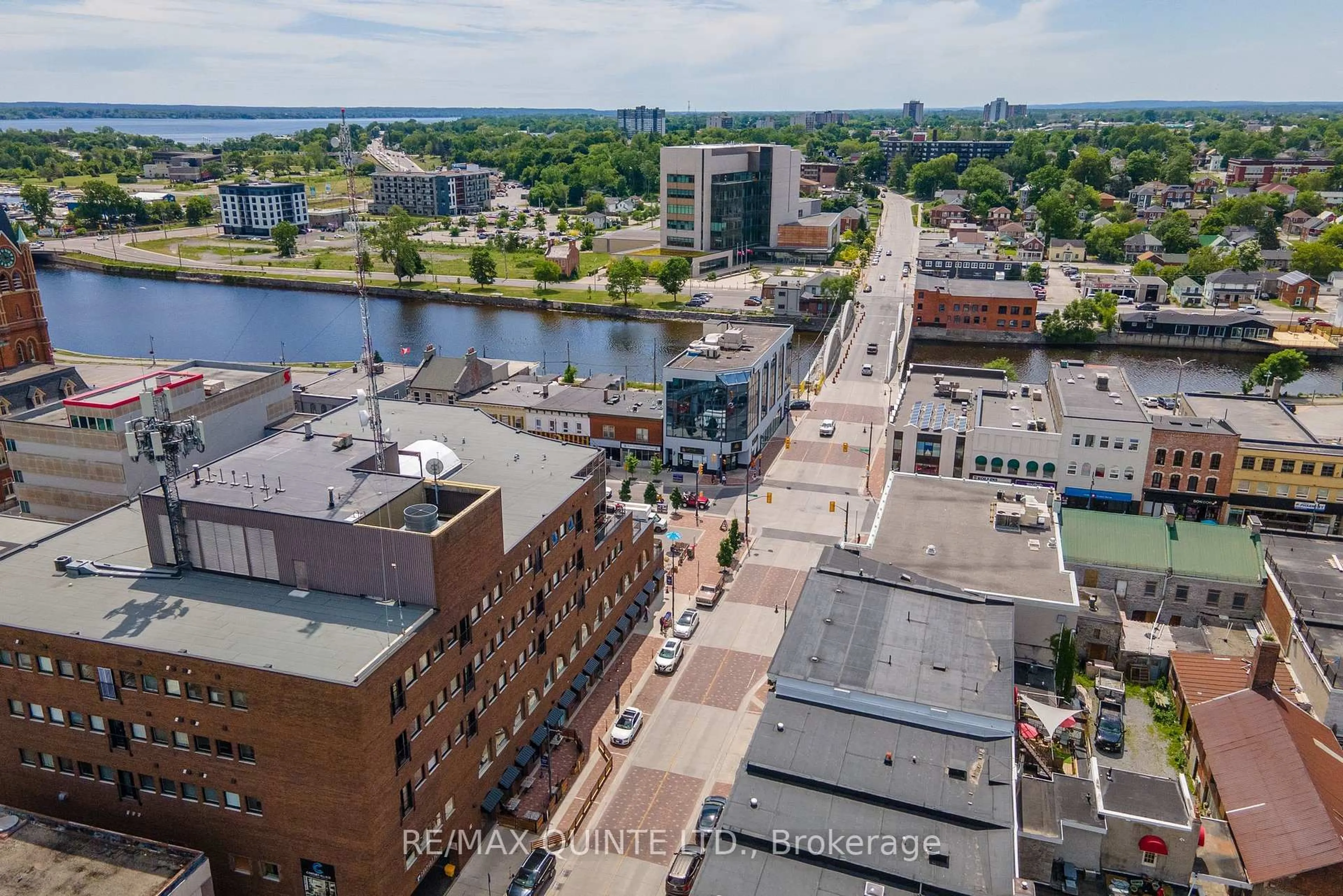 A pic from outside/outdoor area/front of a property/back of a property/a pic from drone, city buildings view from balcony for 199 Front St #303, Belleville Ontario K8N 5H5
