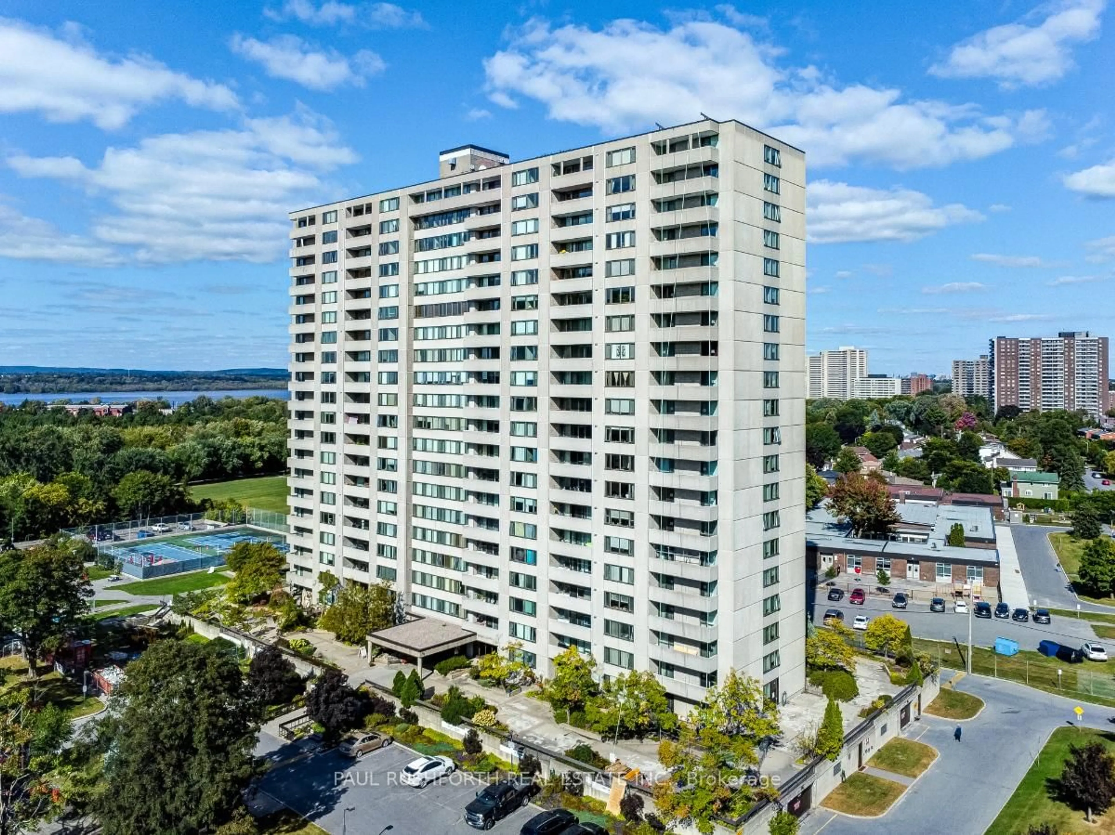 A pic from outside/outdoor area/front of a property/back of a property/a pic from drone, city buildings view from balcony for 2625 Regina St #1406, Ottawa Ontario K2B 5W8