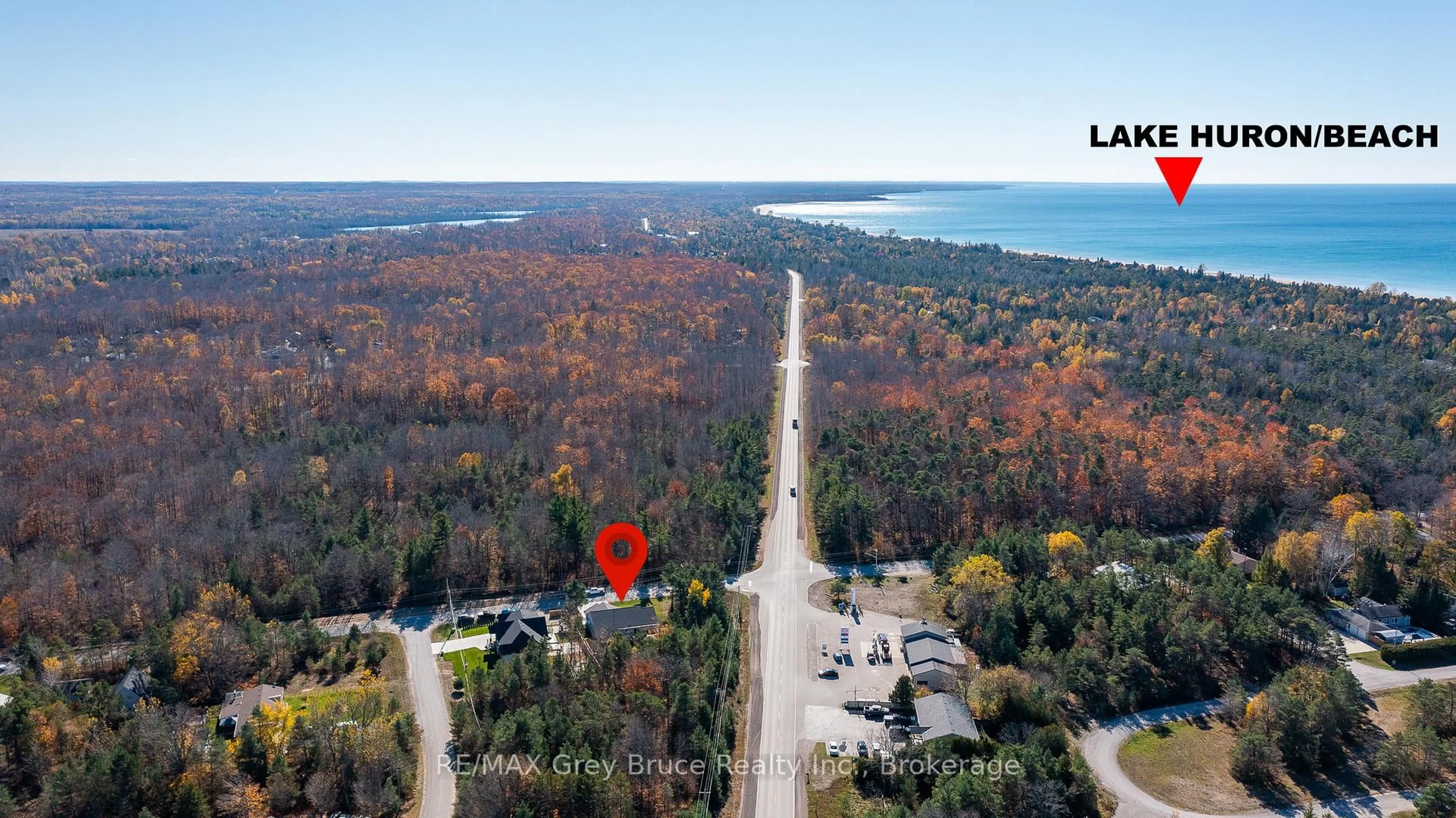 A pic from outside/outdoor area/front of a property/back of a property/a pic from drone, water/lake/river/ocean view for 611 Sixth St, South Bruce Peninsula Ontario N0H 2G0
