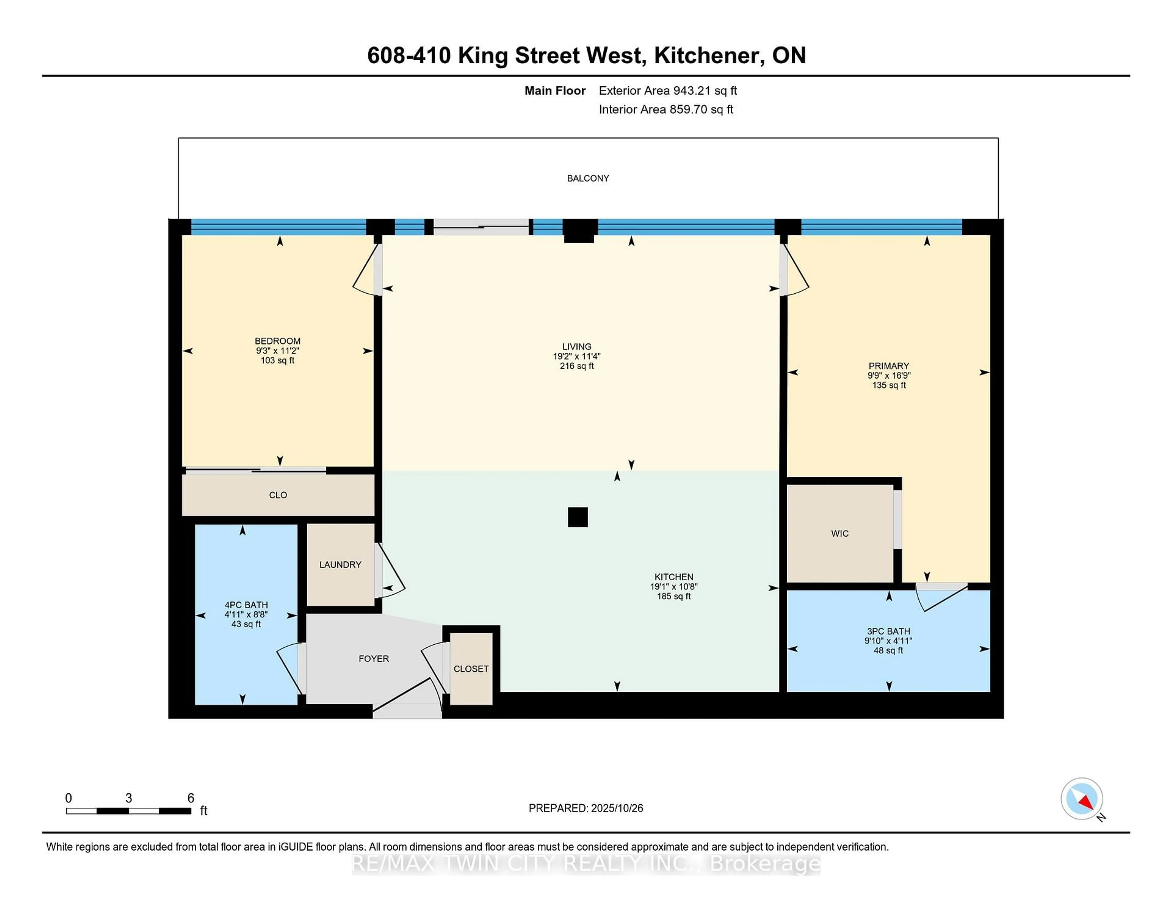 Floor plan for 410 King St #608, Kitchener Ontario N2G 1C3