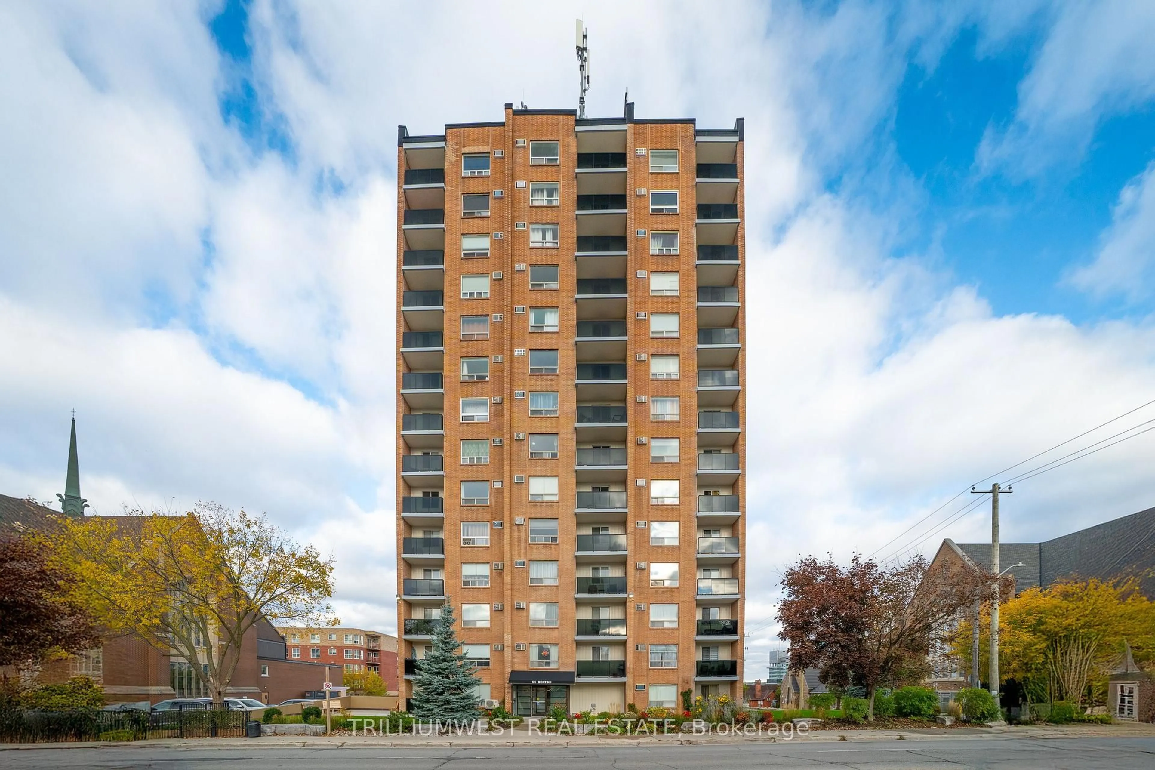 A pic from outside/outdoor area/front of a property/back of a property/a pic from drone, building for 64 Benton St #602, Kitchener Ontario N2G 4L9