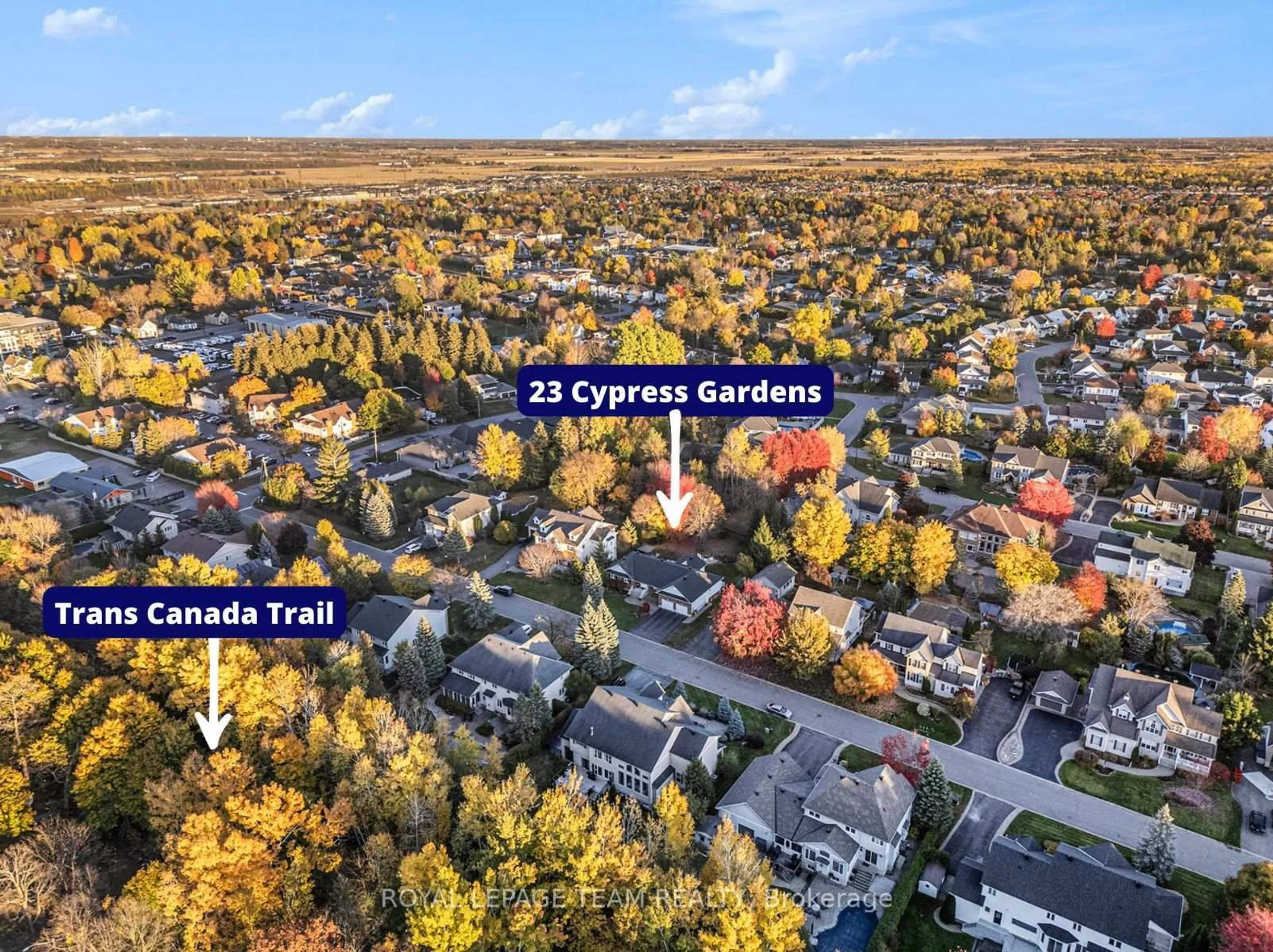 A pic from outside/outdoor area/front of a property/back of a property/a pic from drone, street for 23 Cypress Gdns, Stittsville Ontario K2S 1W6