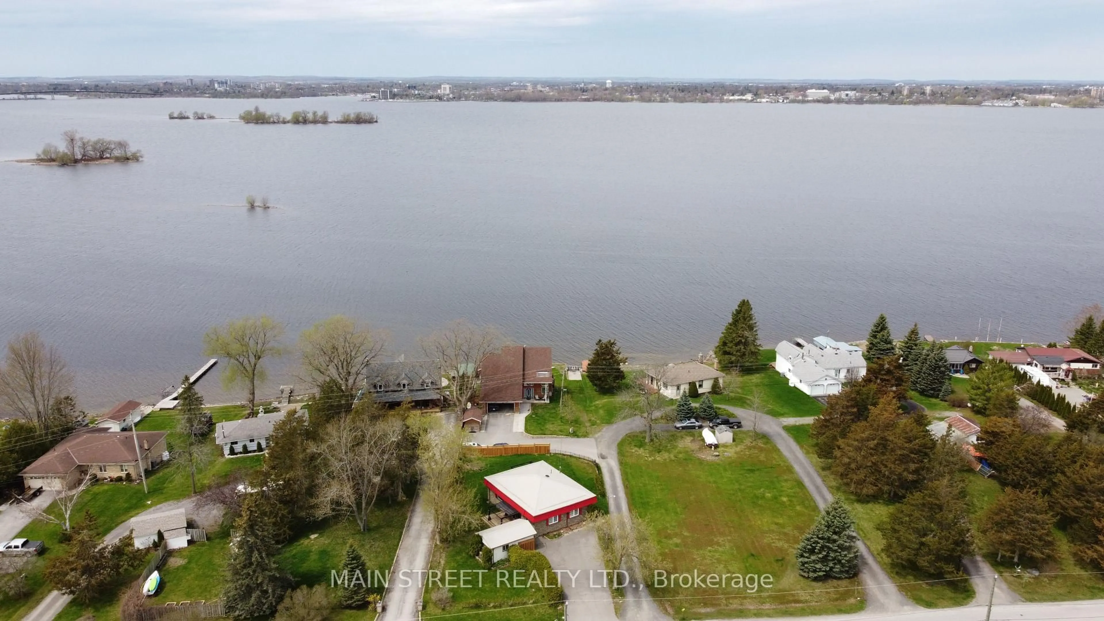 A pic from outside/outdoor area/front of a property/back of a property/a pic from drone, water/lake/river/ocean view for 35 Peats Point Rd, Prince Edward County Ontario K8N 4Z7