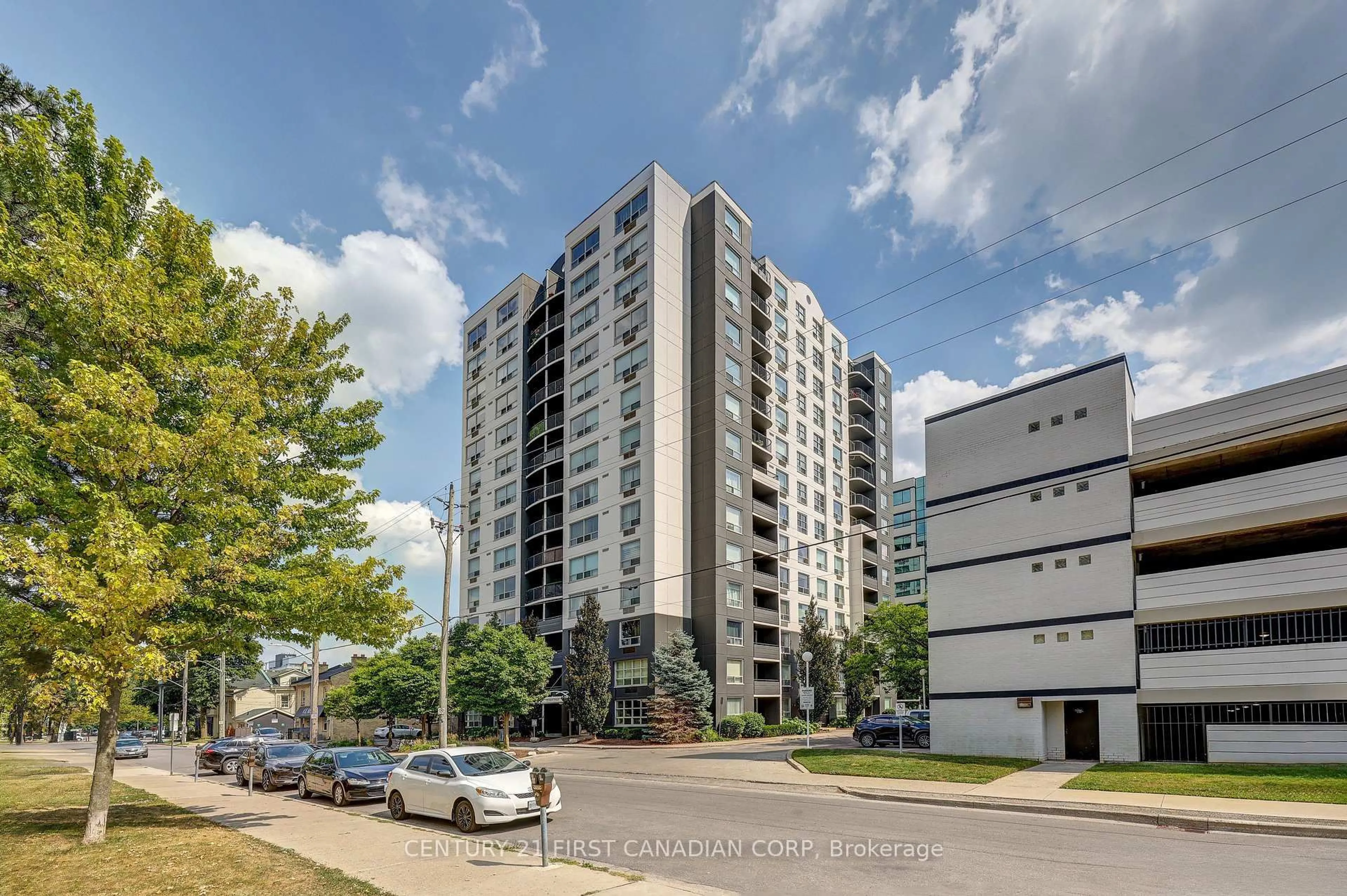 A pic from outside/outdoor area/front of a property/back of a property/a pic from drone, unknown for 155 Kent St #506, London East Ontario N6A 5N7