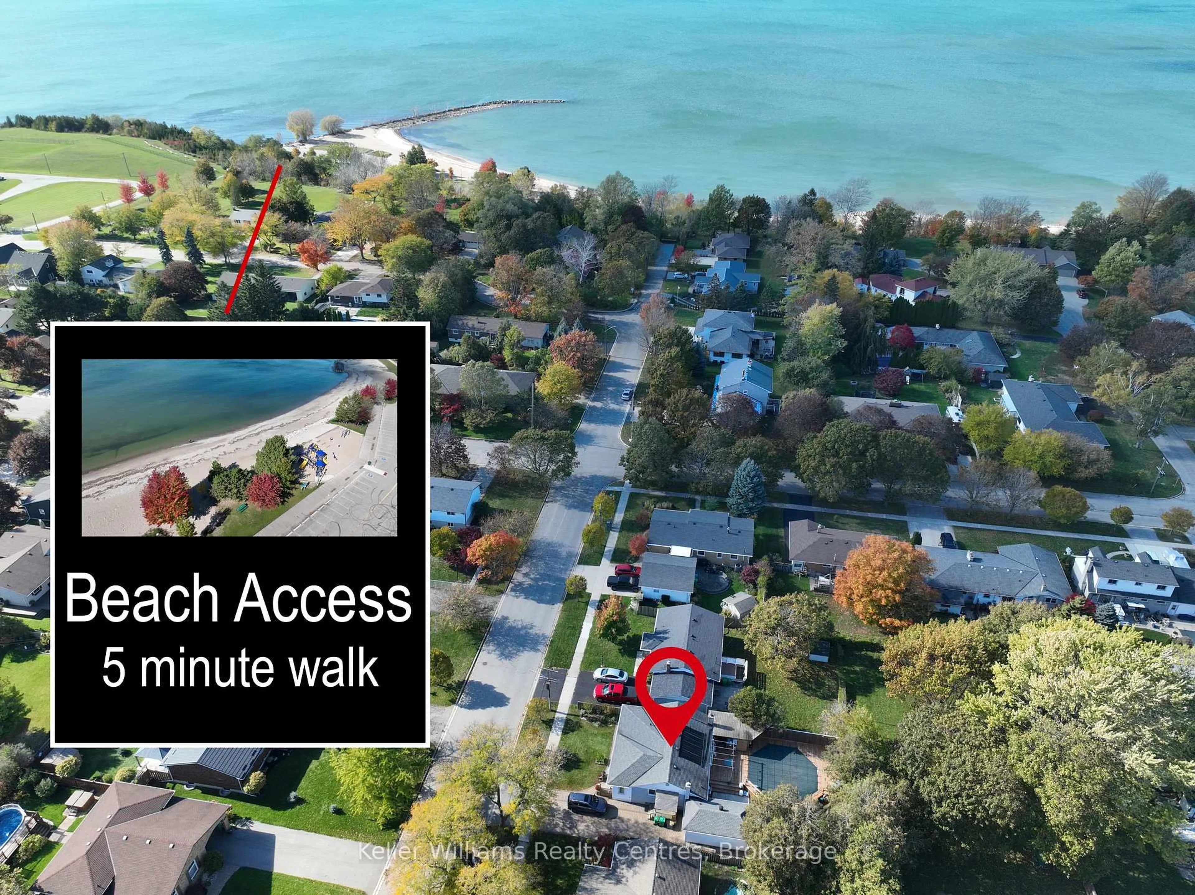 A pic from outside/outdoor area/front of a property/back of a property/a pic from drone, water/lake/river/ocean view for 202 Bennett St, Goderich Ontario N7A 1X8