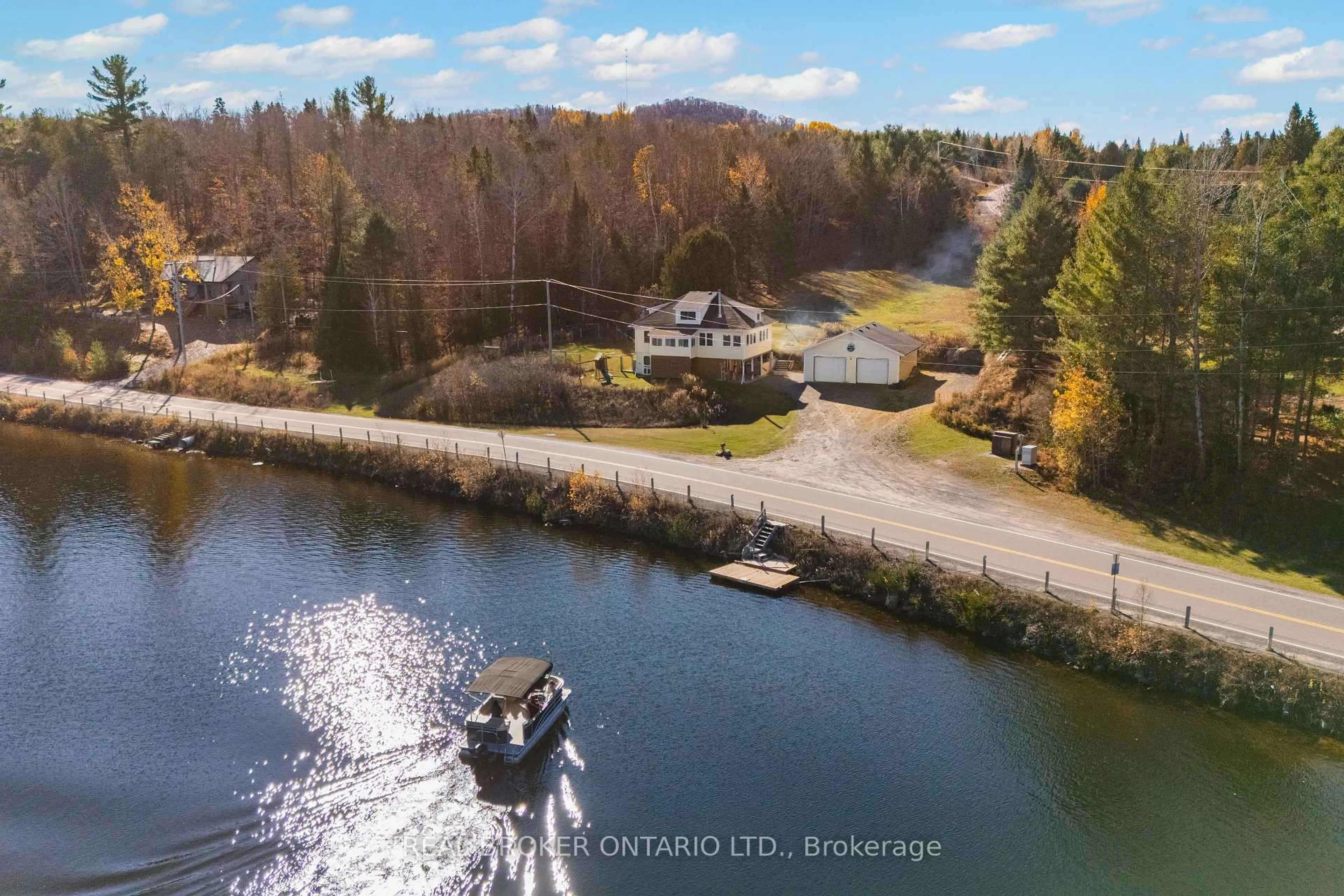 A pic from outside/outdoor area/front of a property/back of a property/a pic from drone, water/lake/river/ocean view for 5601 Centennial Lake Rd, Griffith Ontario K0J 2R0