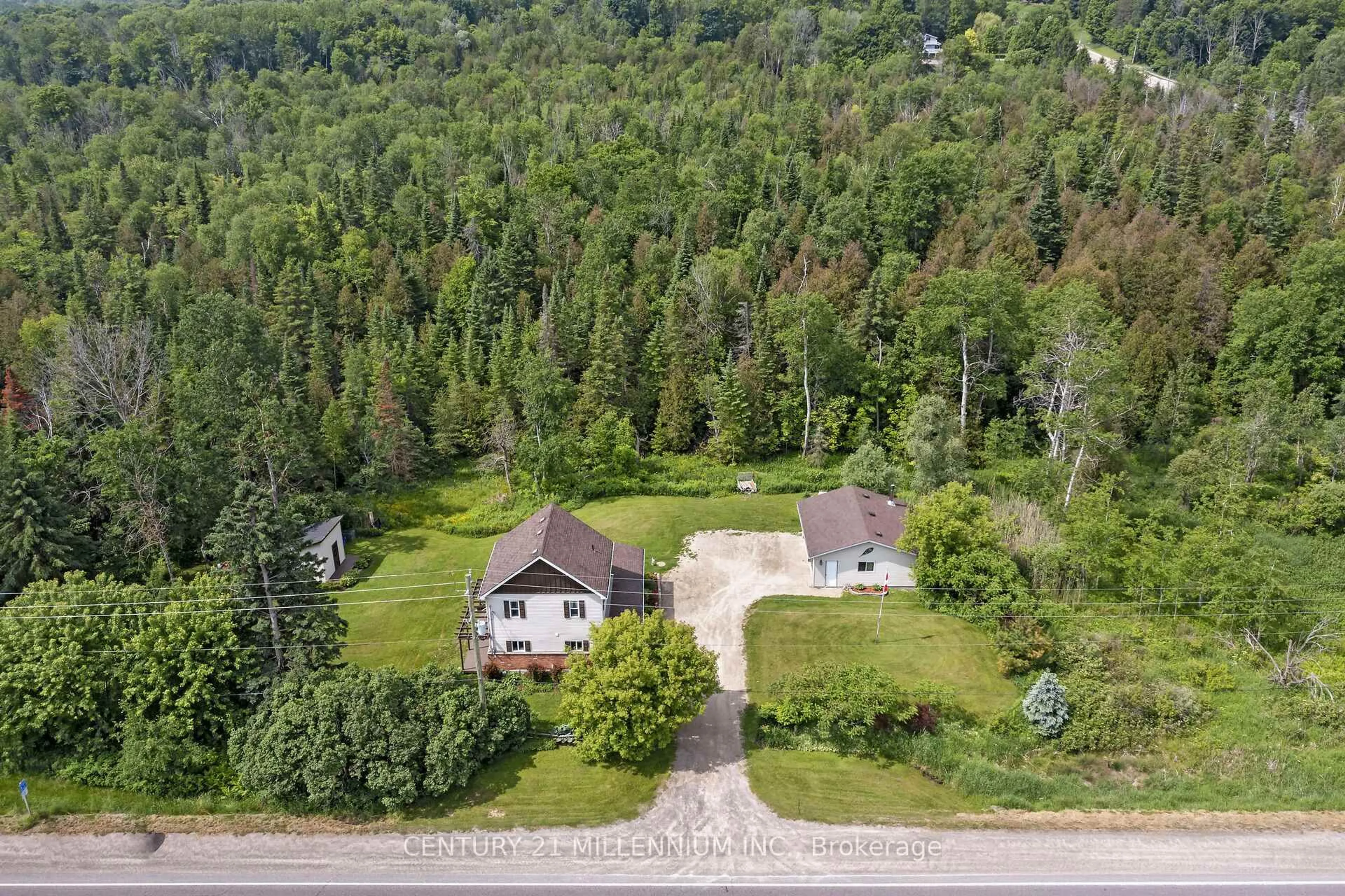 A pic from outside/outdoor area/front of a property/back of a property/a pic from drone, forest/trees view for 5770 Trafalgar Rd, Erin Ontario N0B 1Z0
