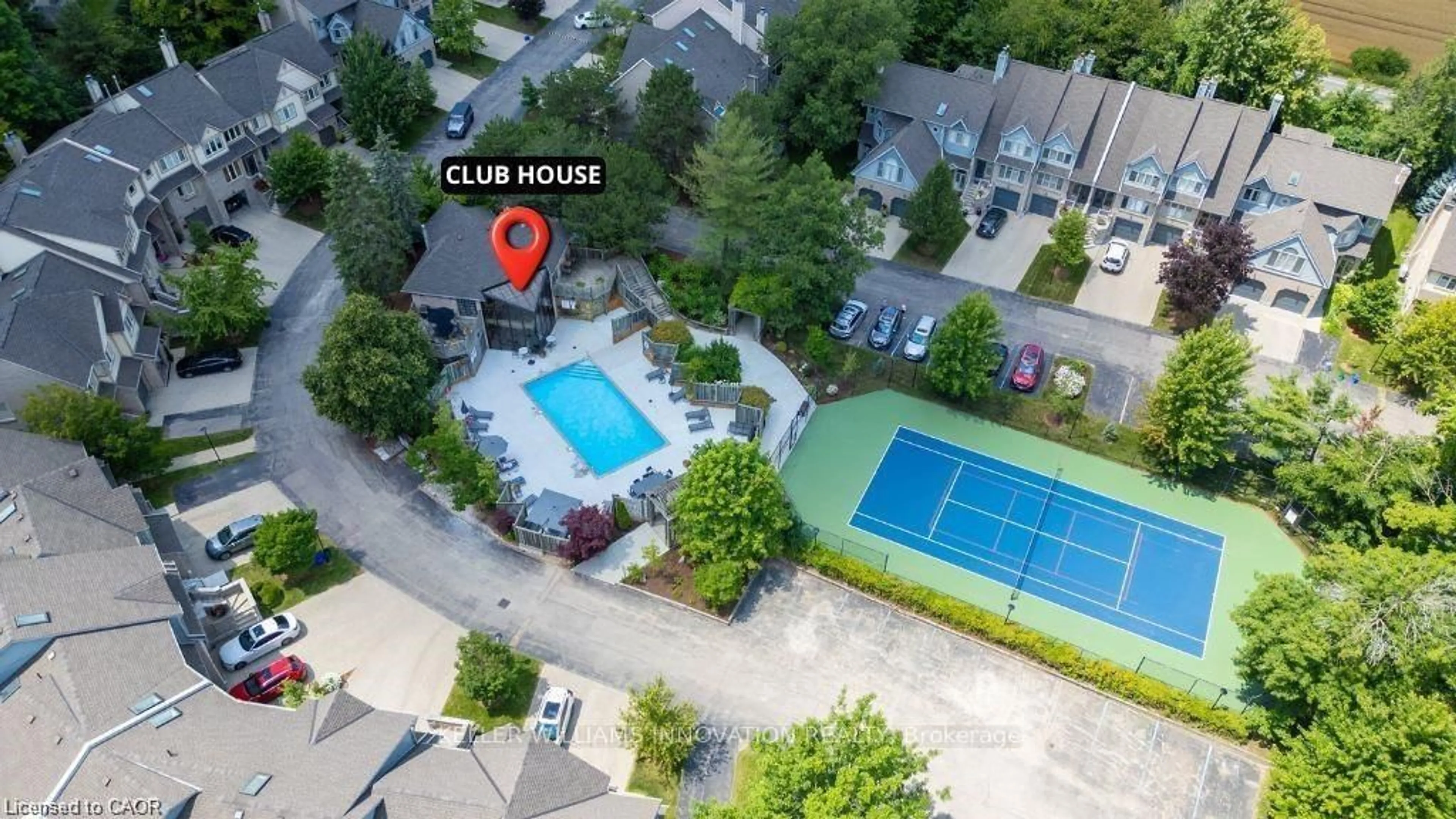 A pic from outside/outdoor area/front of a property/back of a property/a pic from drone, city buildings view from balcony for 225 Benjamin Rd #56, Waterloo Ontario N2V 1Z3