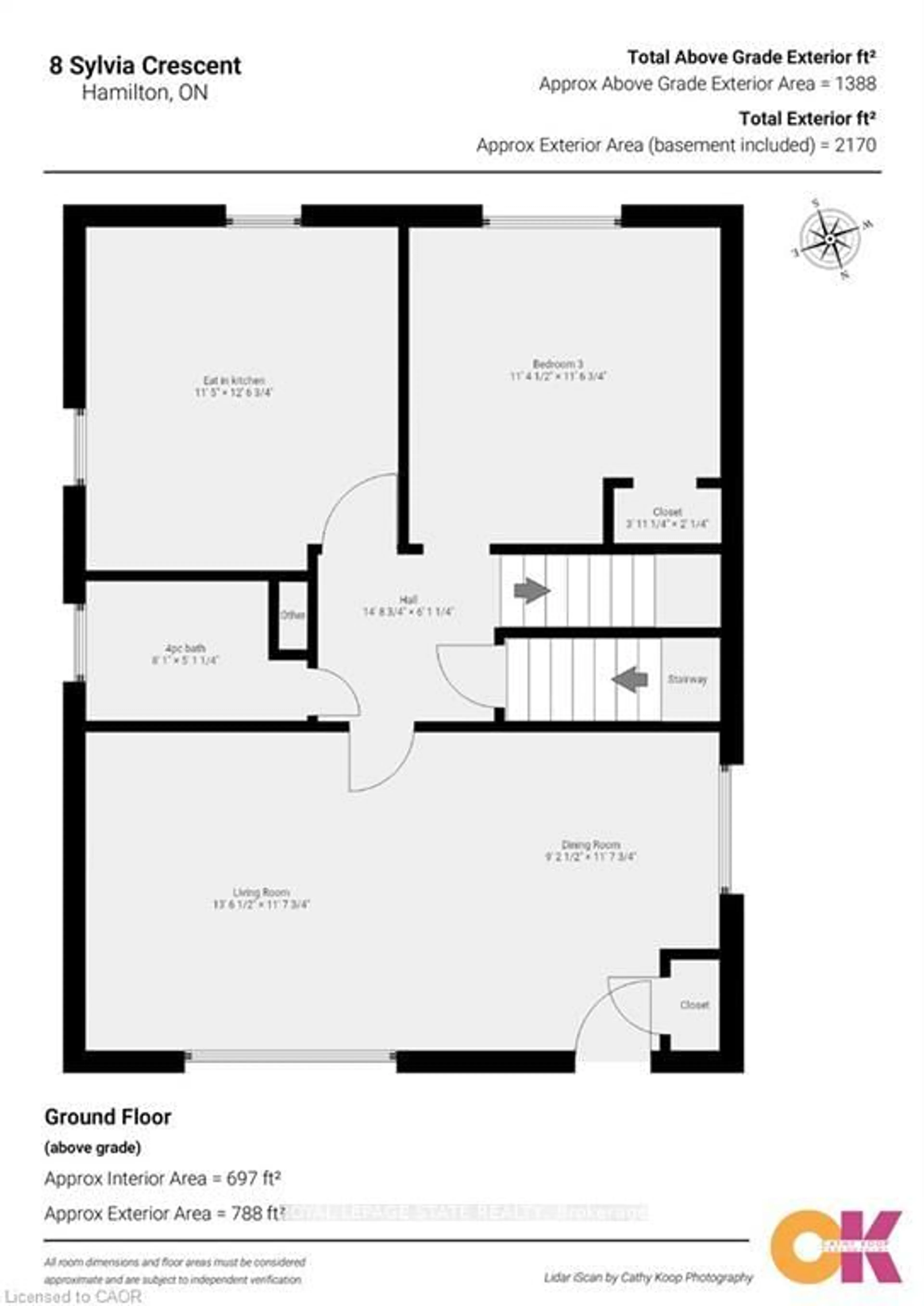 Floor plan for 8 Sylvia Cres, Hamilton Ontario L8K 2A9