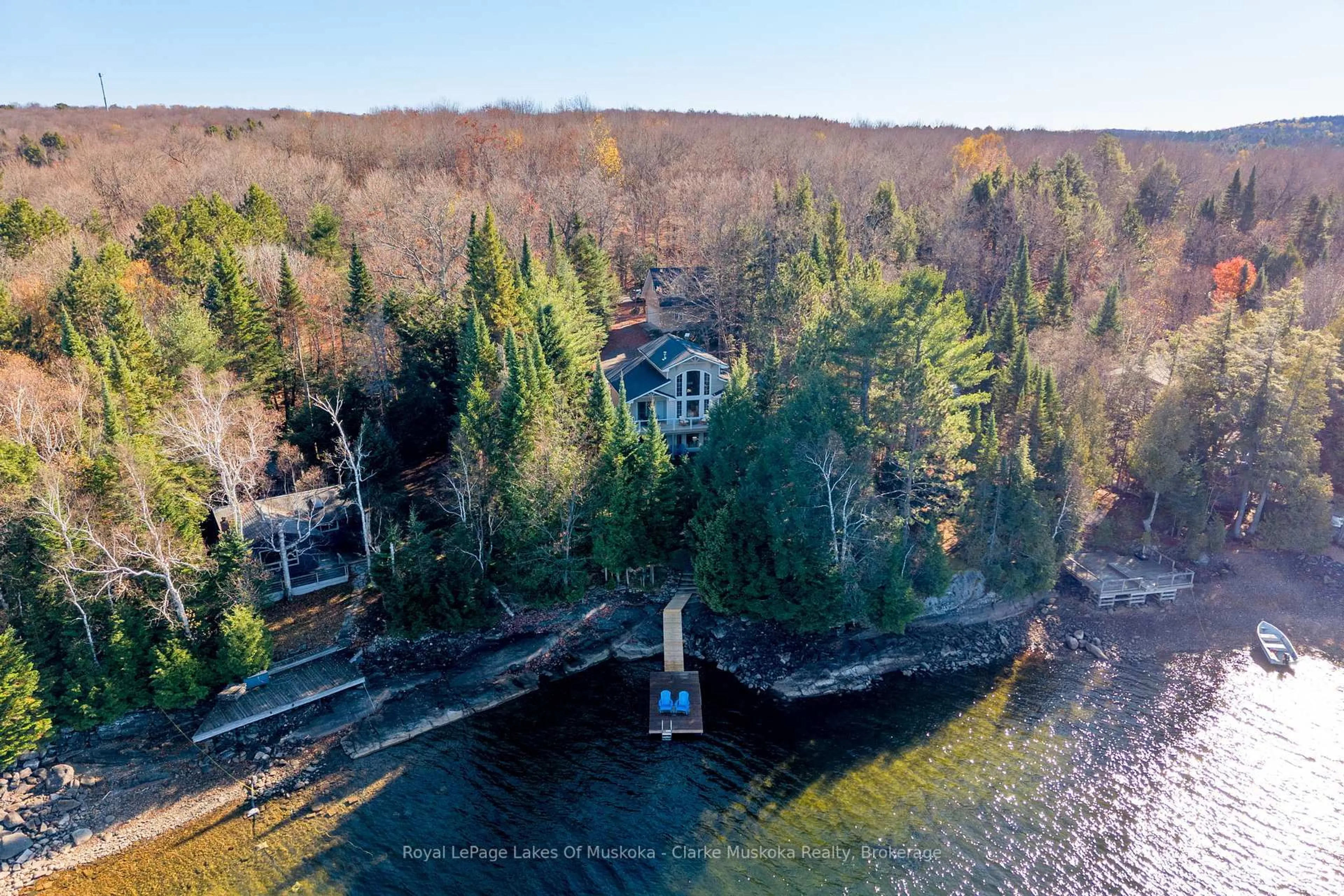 A pic from outside/outdoor area/front of a property/back of a property/a pic from drone, water/lake/river/ocean view for 1172 Wilkinson Rd, Dysart et al Ontario P1L 0A3