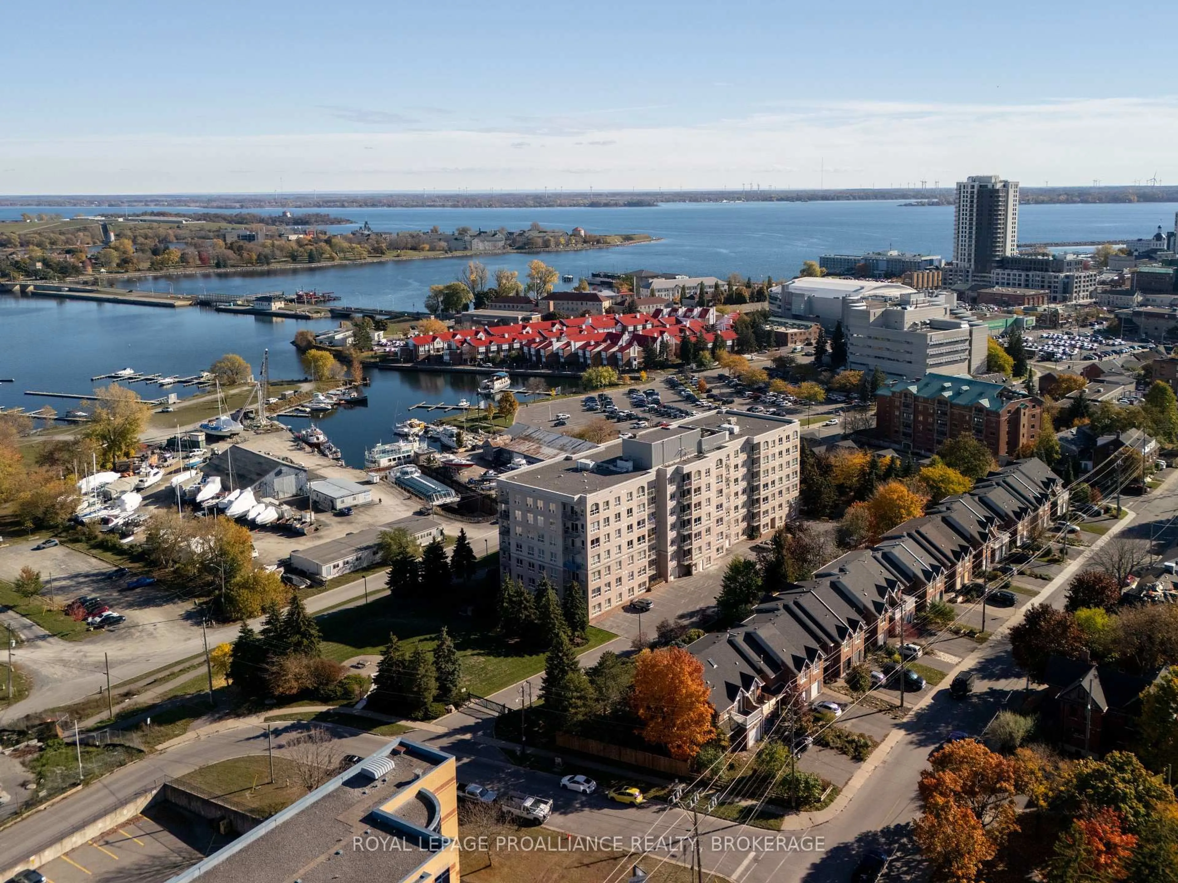 A pic from outside/outdoor area/front of a property/back of a property/a pic from drone, water/lake/river/ocean view for 350 Wellington St #205, Kingston Ontario K7K 7J7