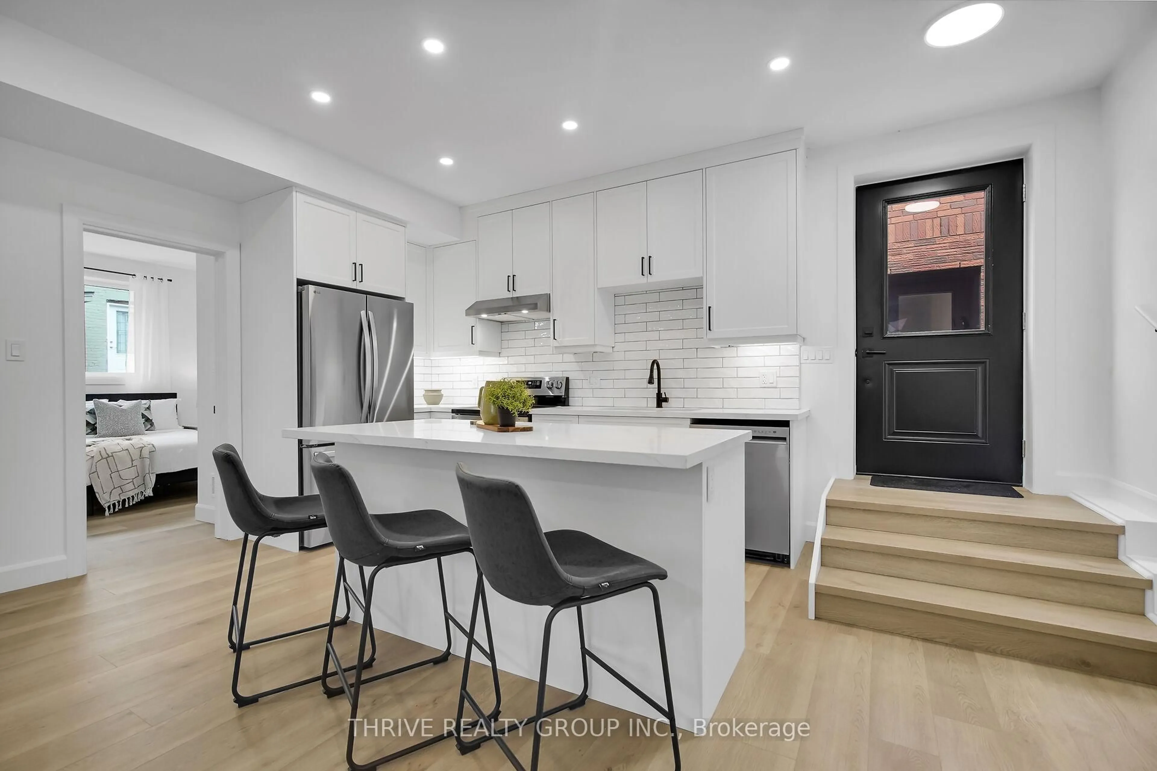 Open concept kitchen, ceramic/tile floor for 74 Church St #7, Stratford Ontario N5A 2R2