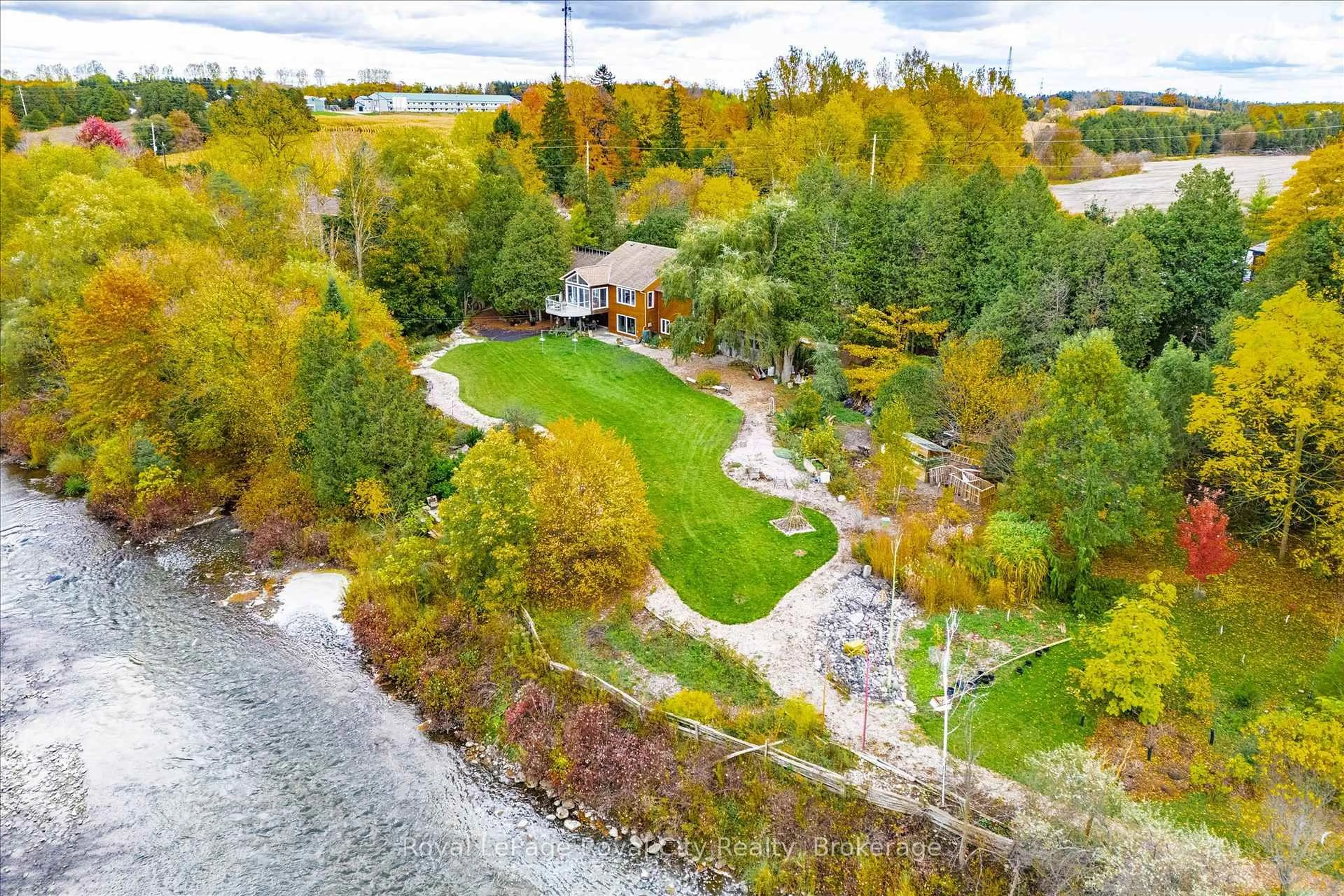 A pic from outside/outdoor area/front of a property/back of a property/a pic from drone, water/lake/river/ocean view for 8060 Wellington Rd 18 Rd, Centre Wellington Ontario N1M 2W5