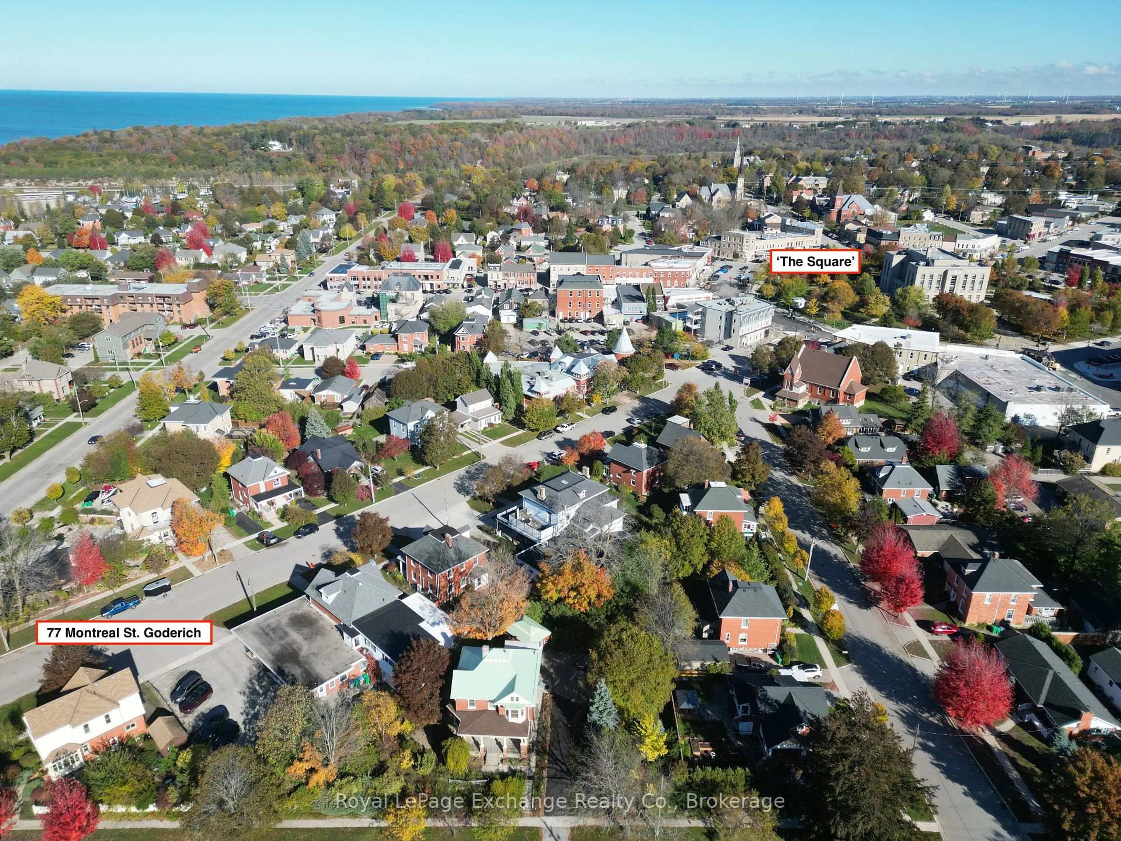 A pic from outside/outdoor area/front of a property/back of a property/a pic from drone, street for 77 Montreal St, Goderich Ontario N7A 2G5