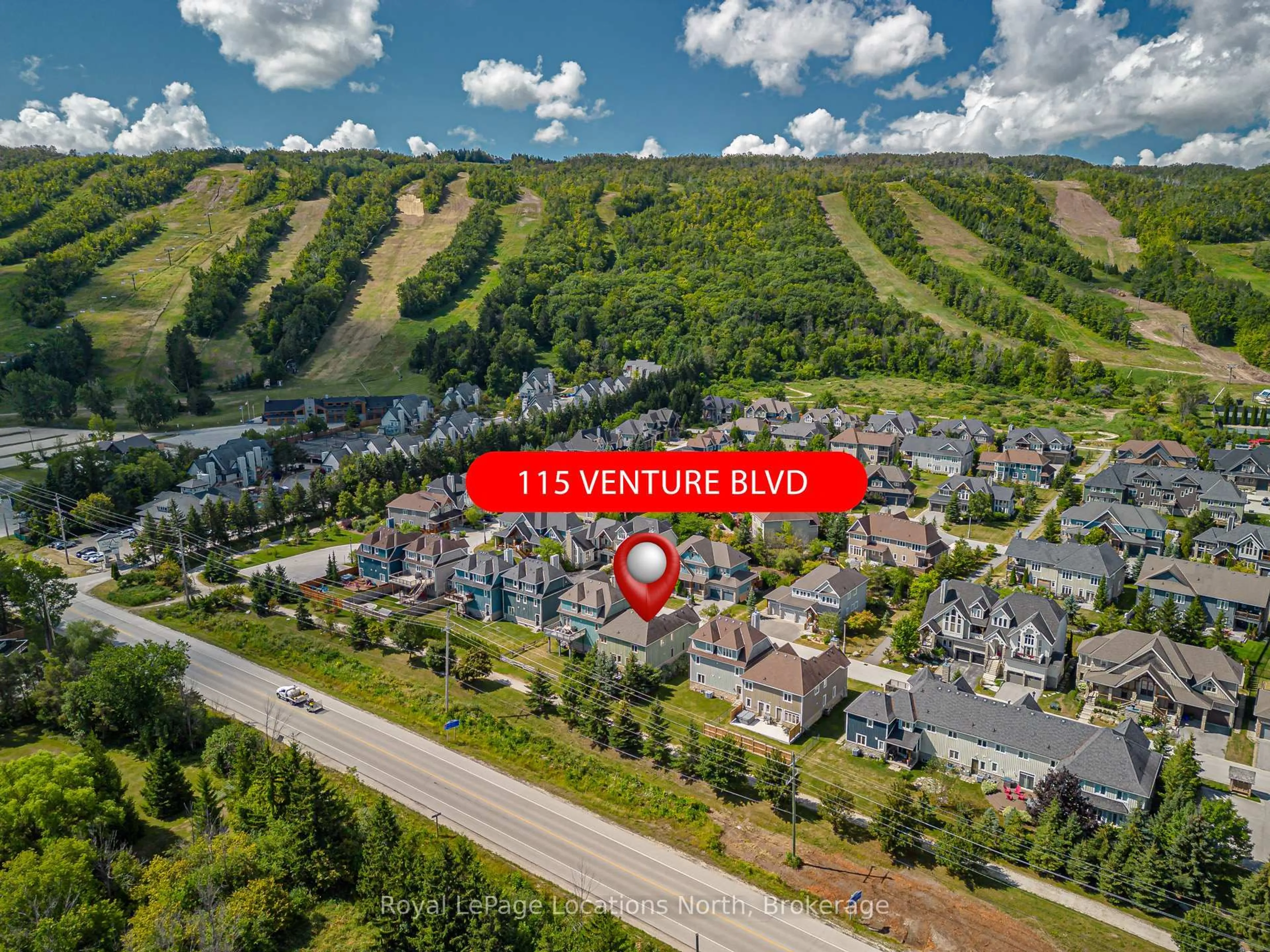 A pic from outside/outdoor area/front of a property/back of a property/a pic from drone, mountain view for 115 Venture Blvd, Blue Mountains Ontario L9Y 0B6