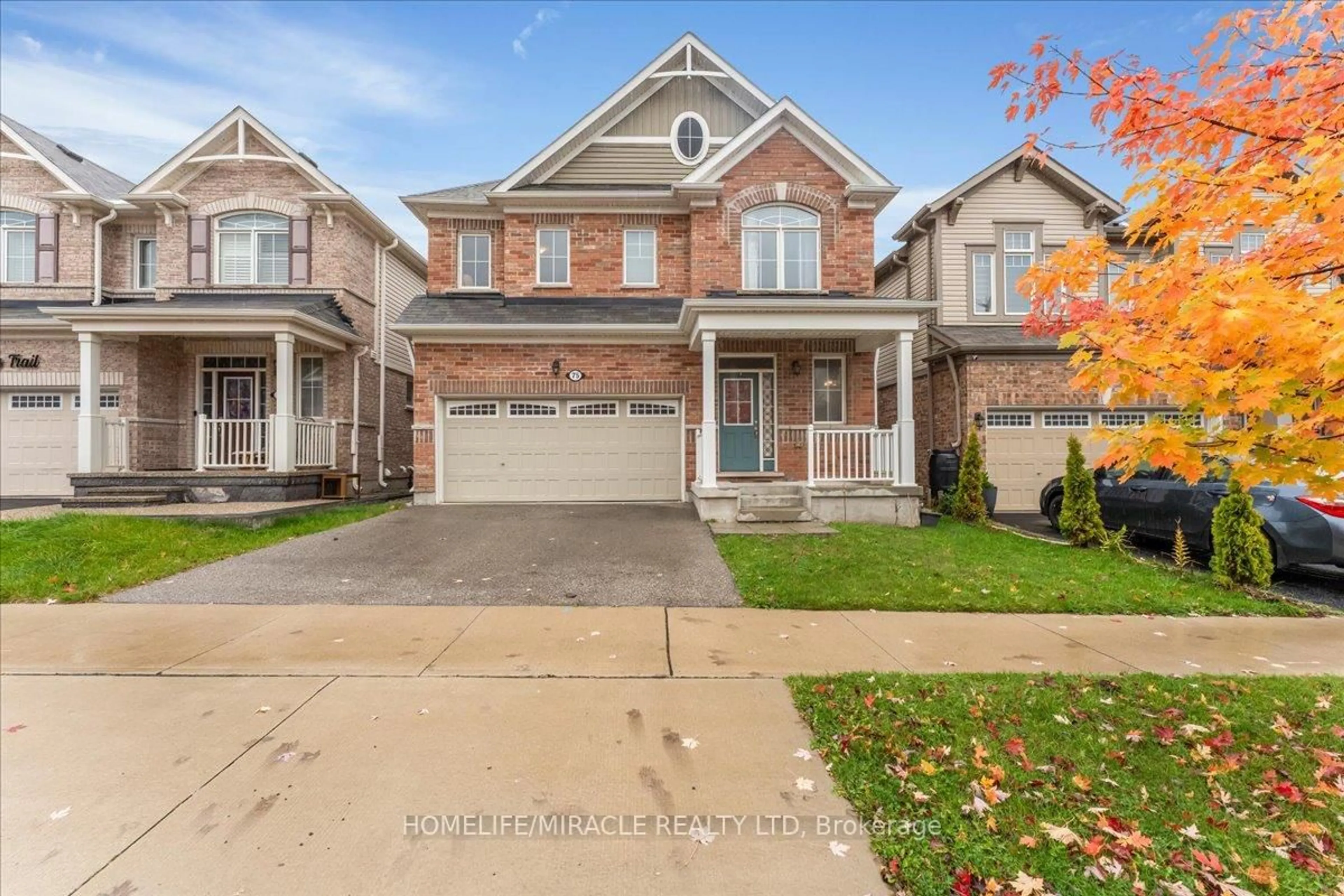 Home with brick exterior material, street for 75 Compass Tr, Cambridge Ontario N3E 0B5