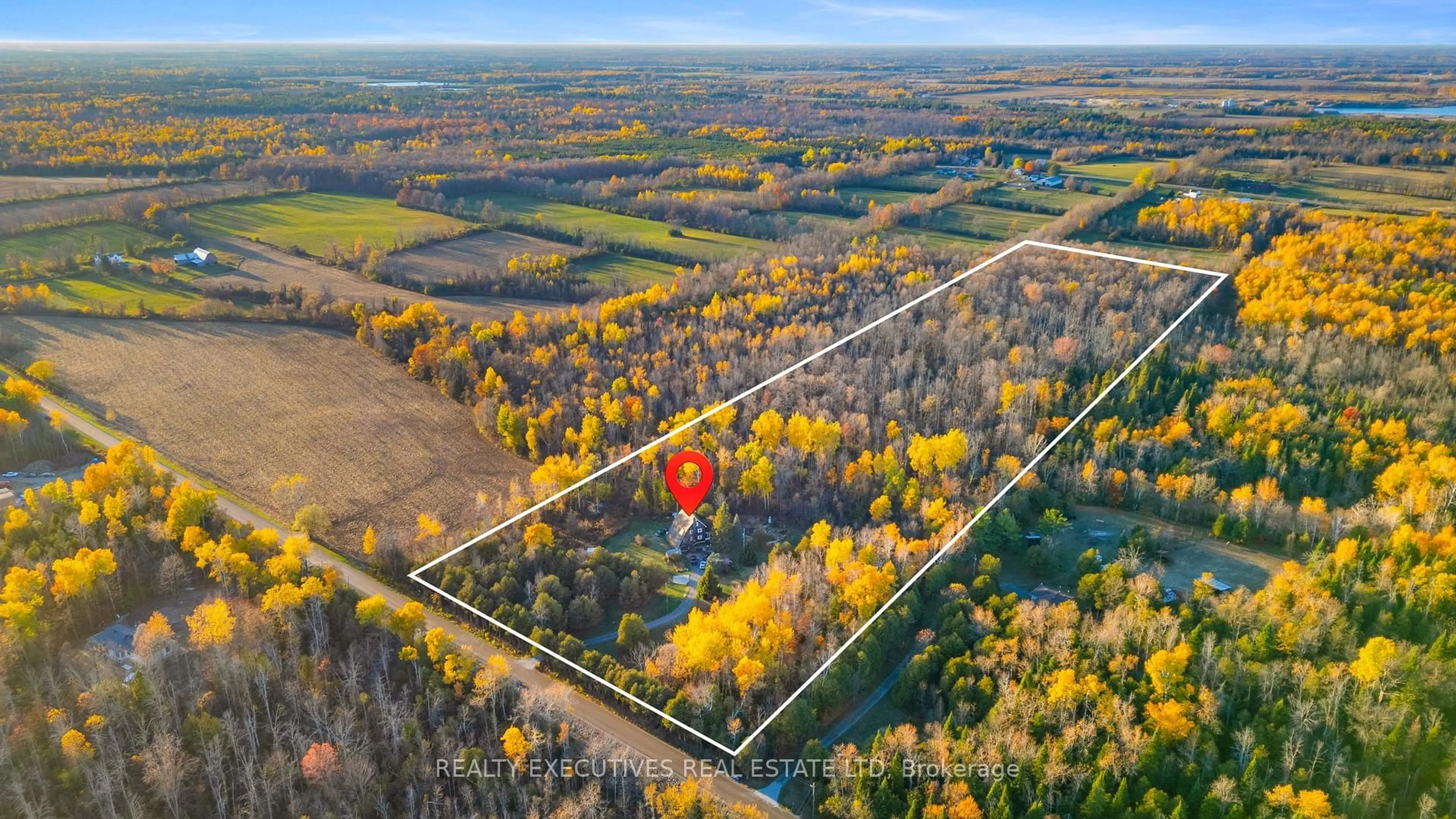 A pic from outside/outdoor area/front of a property/back of a property/a pic from drone, forest/trees view for 10295 Shaw Rd, North Dundas Ontario K0E 1S0