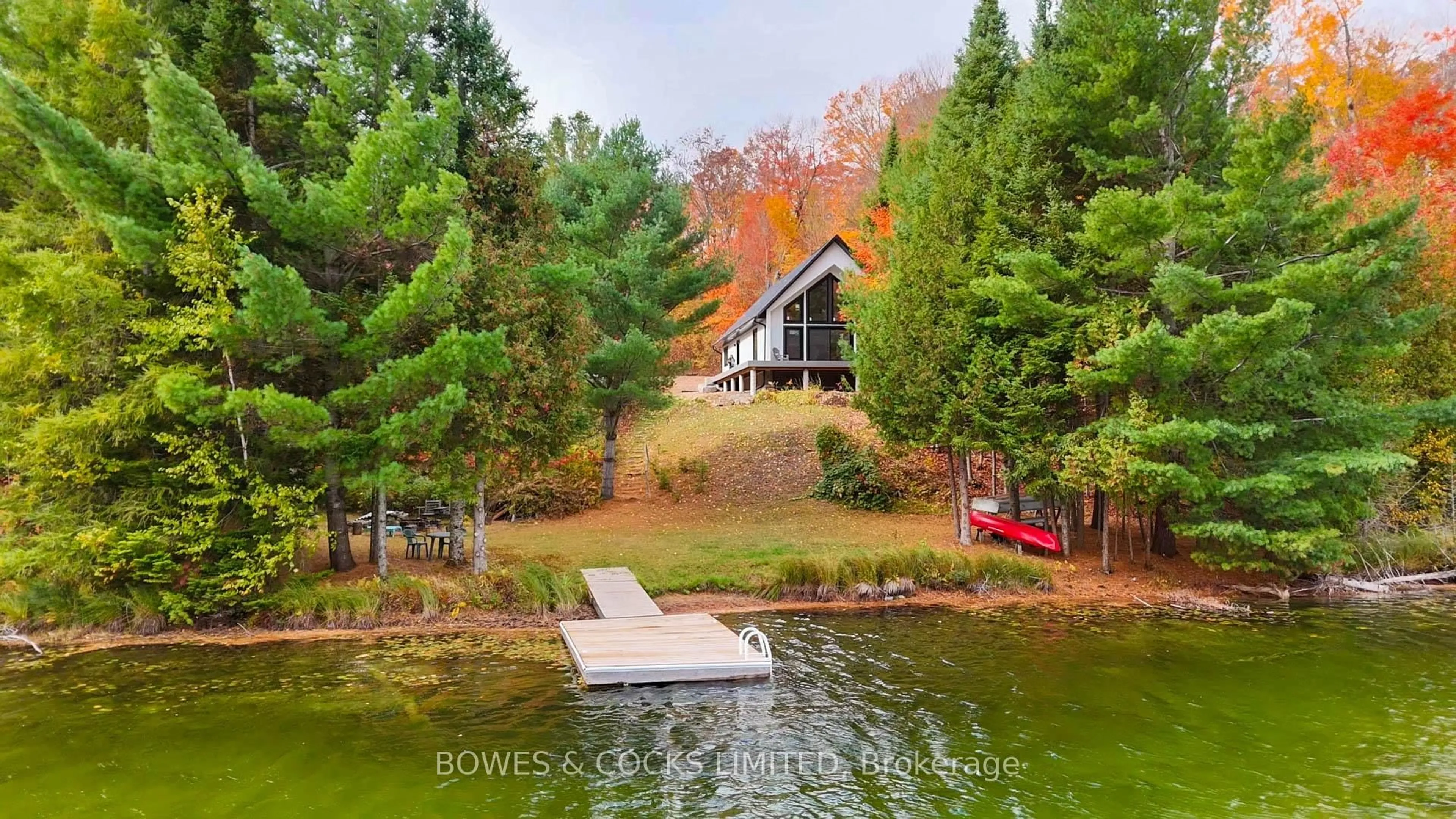 A pic from outside/outdoor area/front of a property/back of a property/a pic from drone, water/lake/river/ocean view for 12A Finnegan Lane, Coe Hill Ontario K0L 1P0