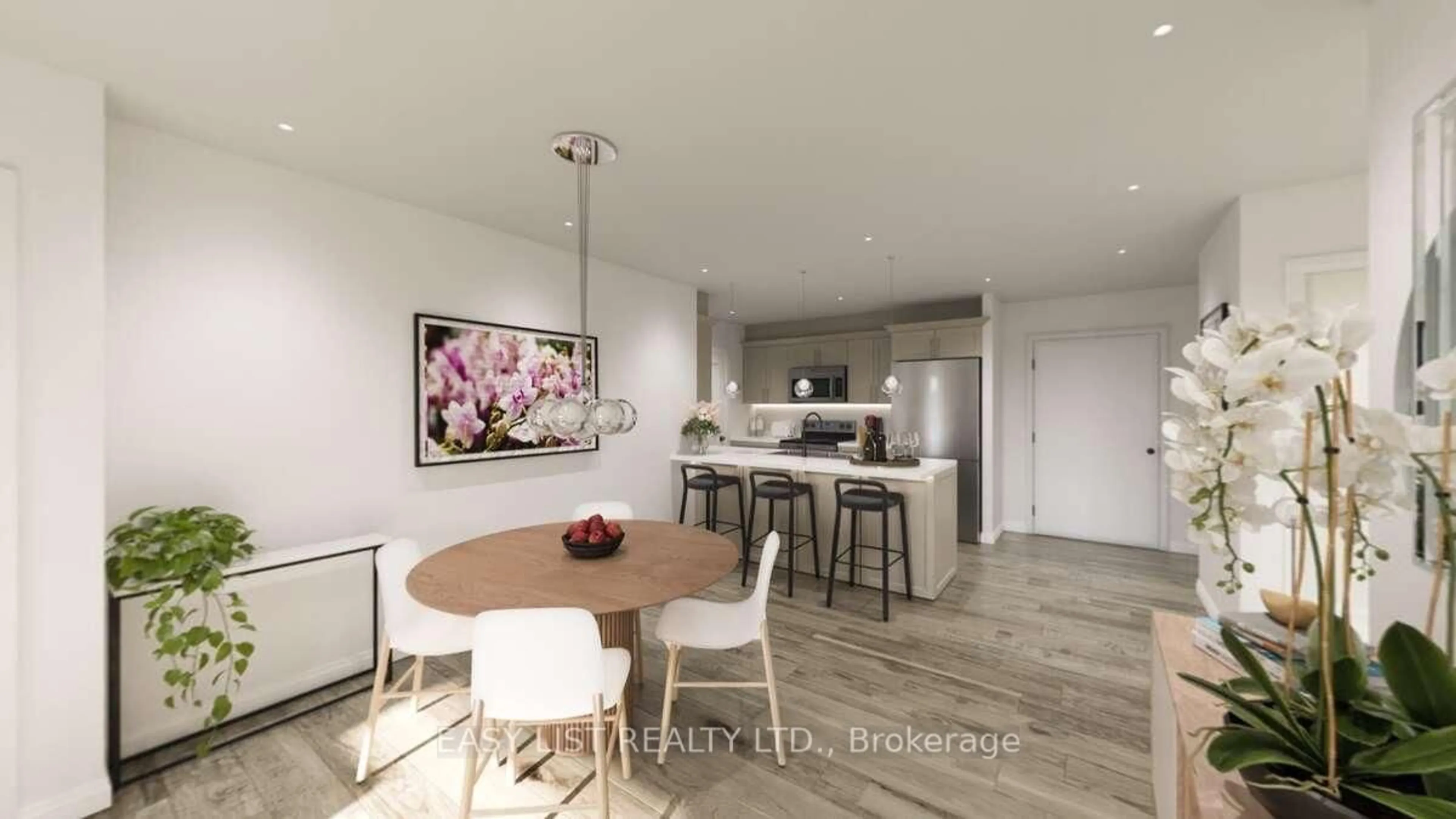 Open concept kitchen, wood/laminate floor for 20 Green Arbour Way #110, Kawartha Lakes Ontario K9V 0E6