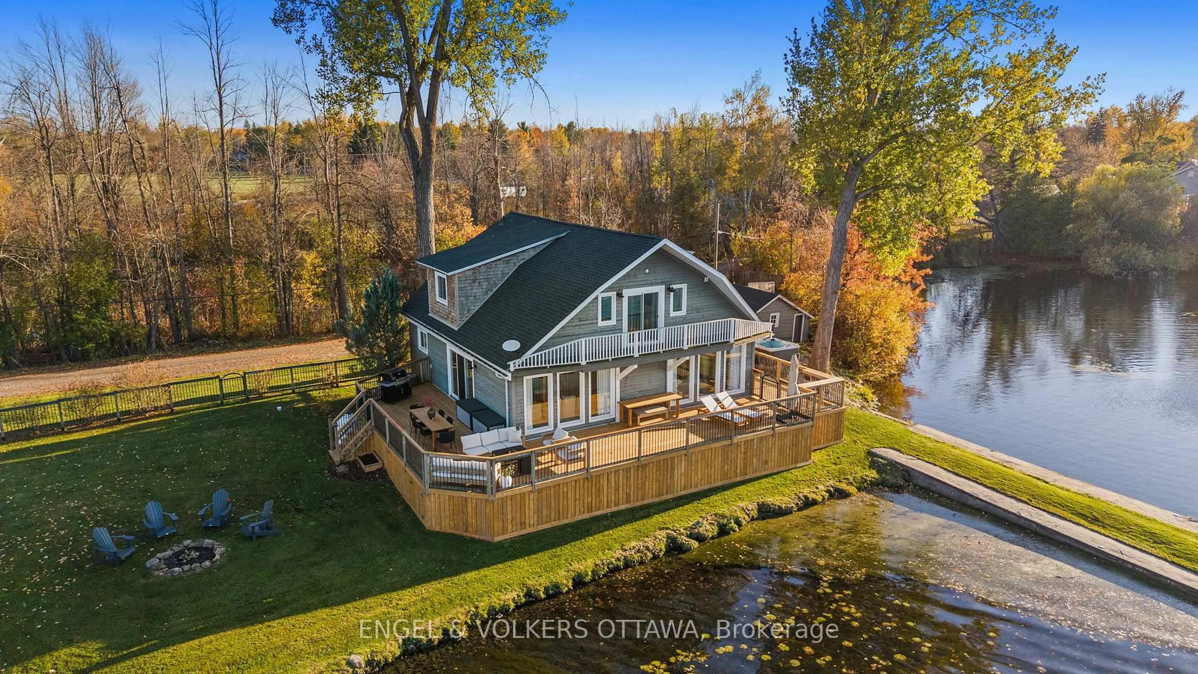 A pic from outside/outdoor area/front of a property/back of a property/a pic from drone, water/lake/river/ocean view for 3882 Lannin Lane, North Grenville Ontario K0G 1J0