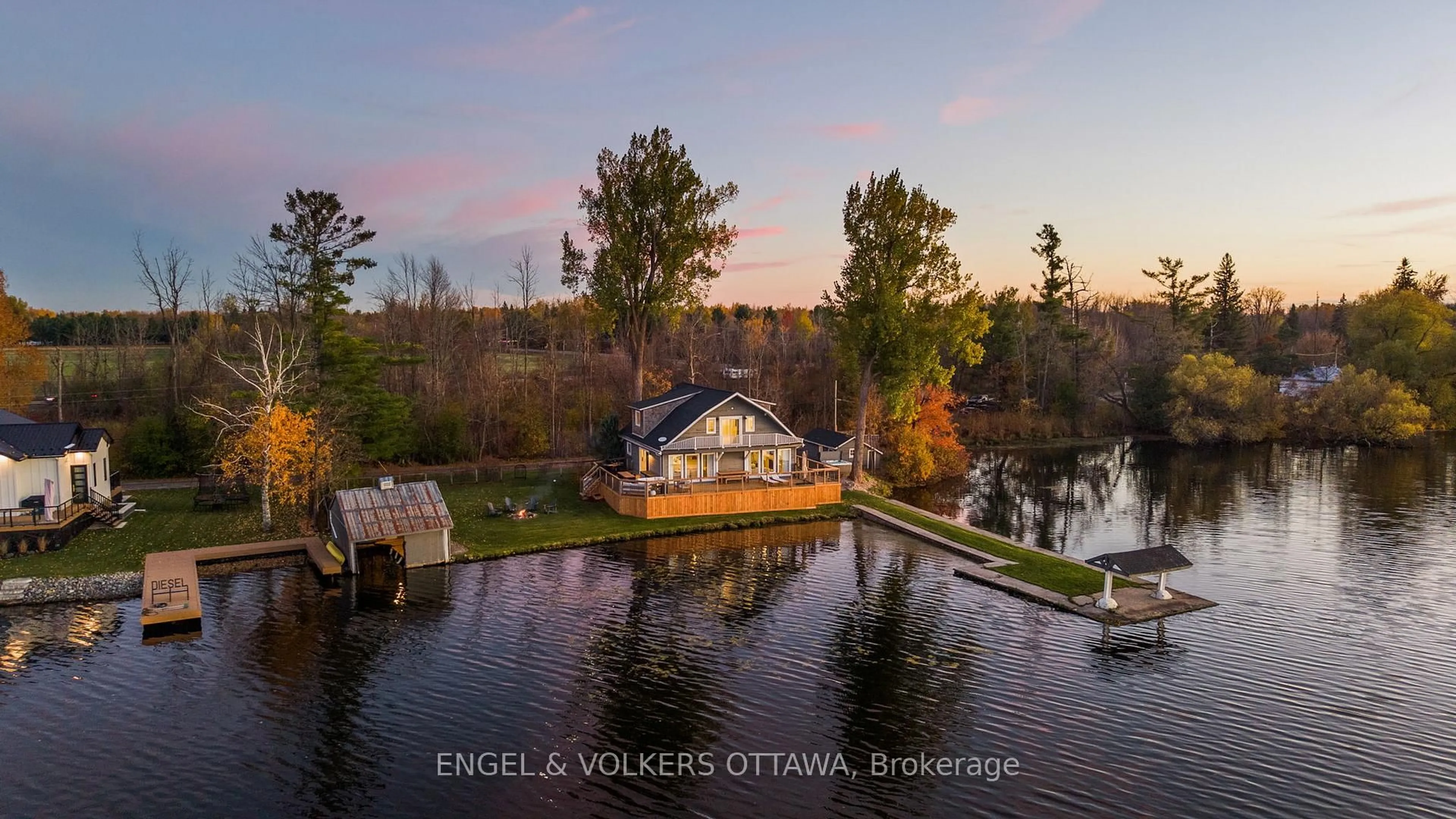A pic from outside/outdoor area/front of a property/back of a property/a pic from drone, water/lake/river/ocean view for 3882 Lannin Lane, North Grenville Ontario K0G 1J0