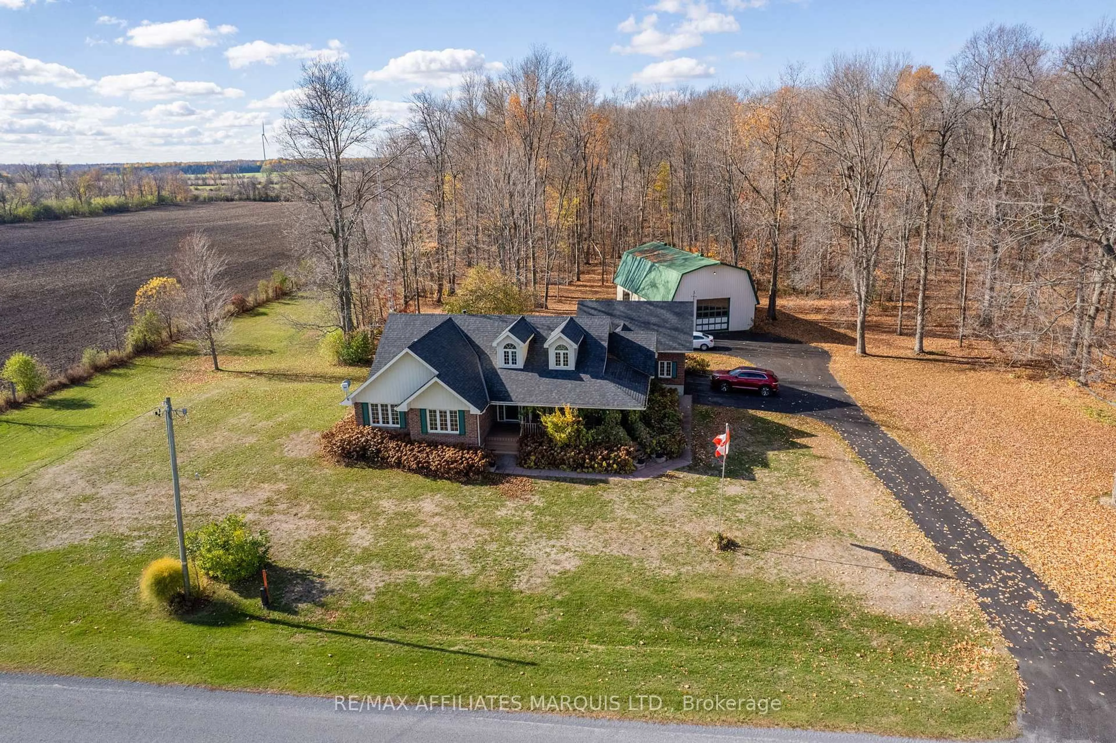 A pic from outside/outdoor area/front of a property/back of a property/a pic from drone, water/lake/river/ocean view for 3066 Goldfield Rd, North Stormont Ontario K0C 1K0