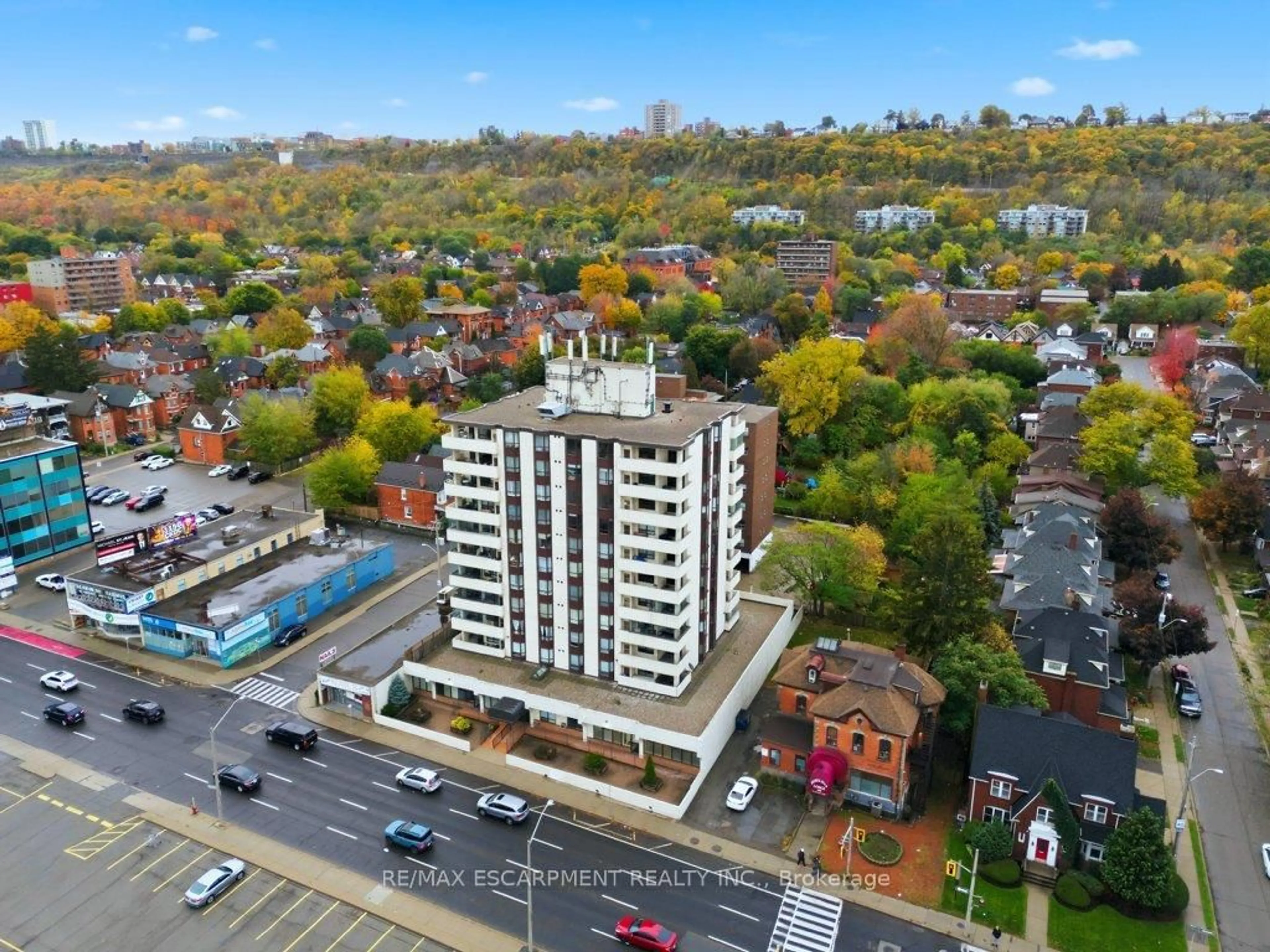 A pic from outside/outdoor area/front of a property/back of a property/a pic from drone, city buildings view from balcony for 432 Main St #701, Hamilton Ontario L8N 1J9