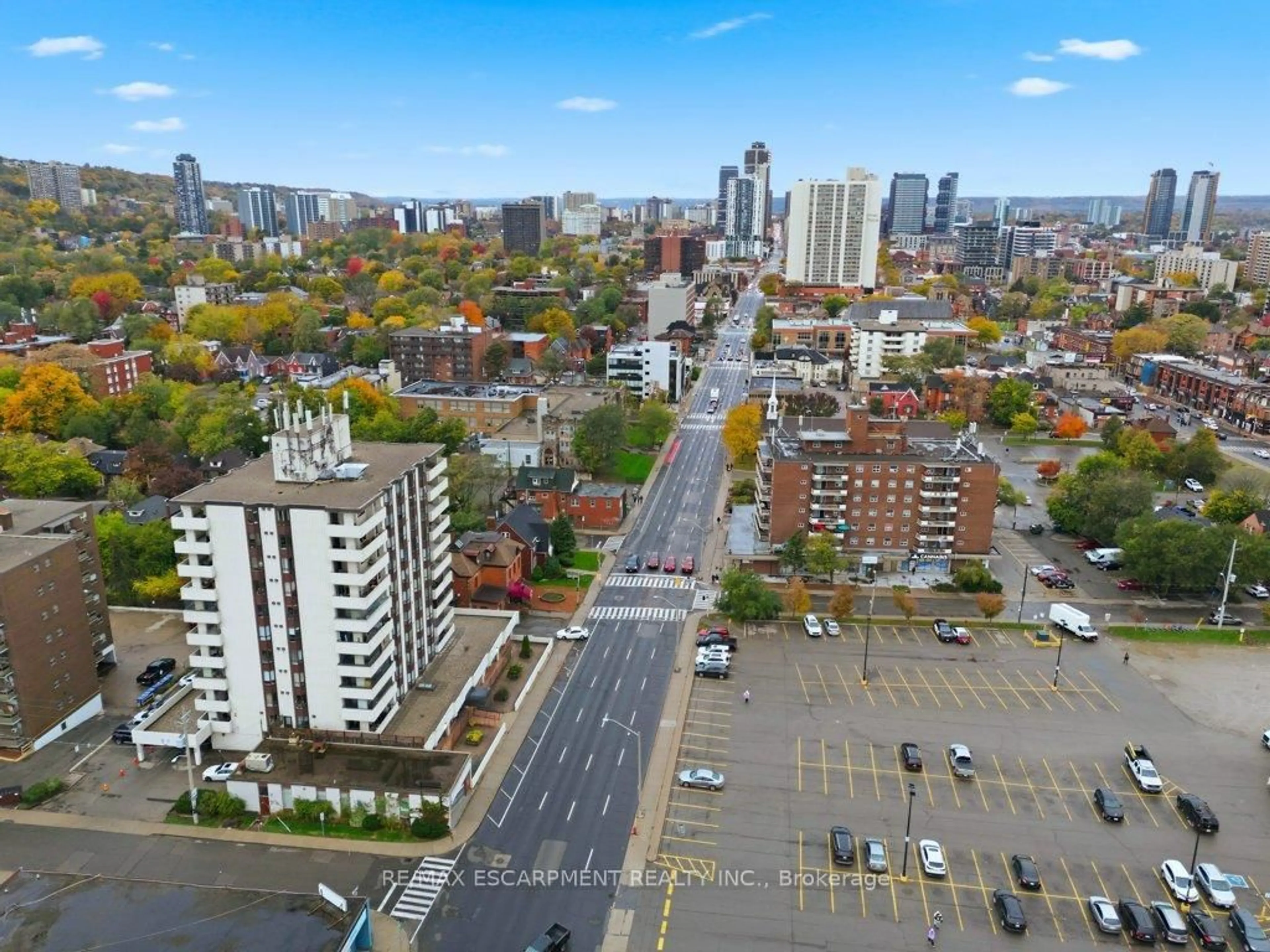 A pic from outside/outdoor area/front of a property/back of a property/a pic from drone, city buildings view from balcony for 432 Main St #701, Hamilton Ontario L8N 1J9