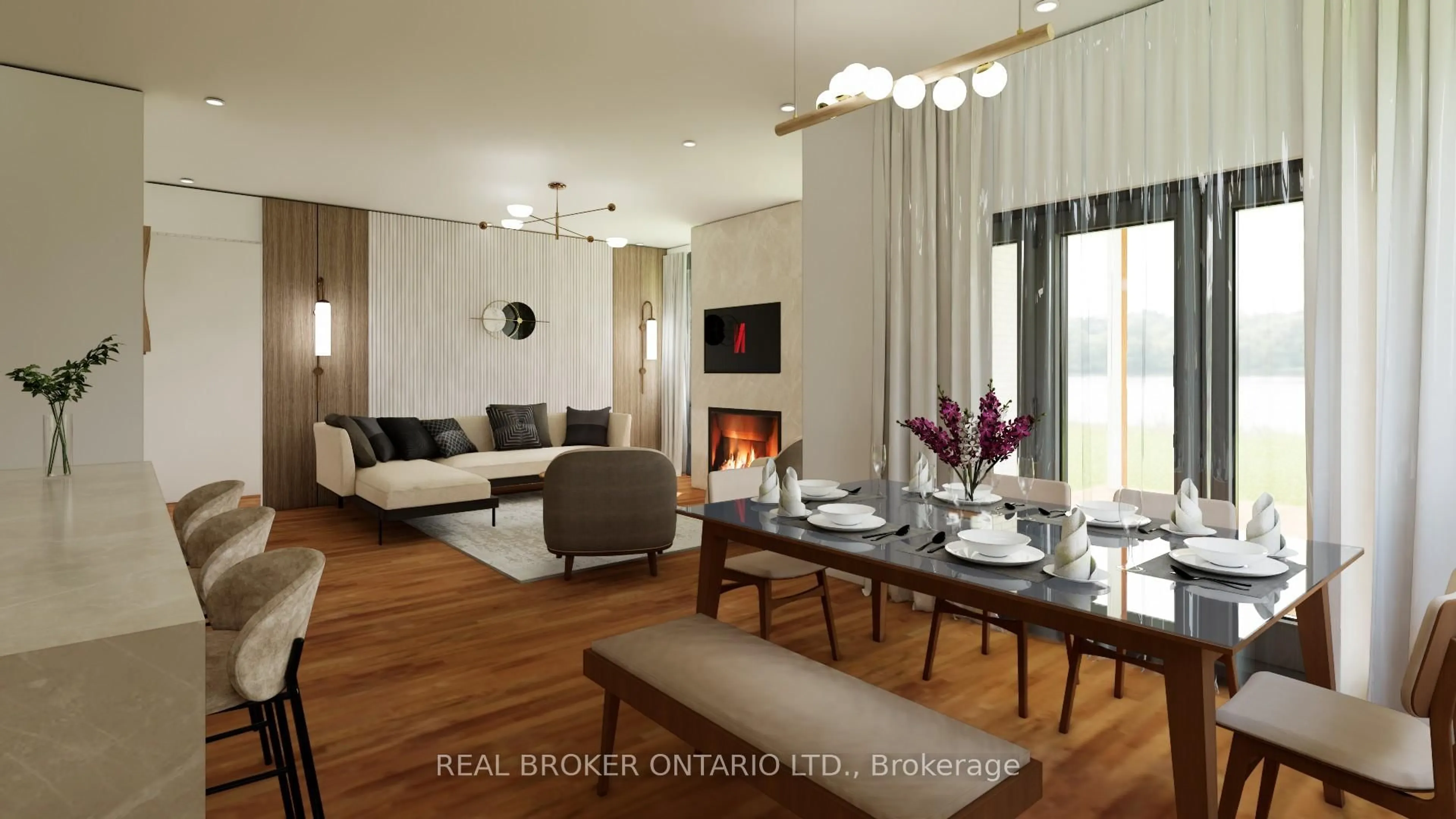 Living room with furniture, wood/laminate floor for 7 Ironwood Crt, Norwich Ontario N0J 1P0