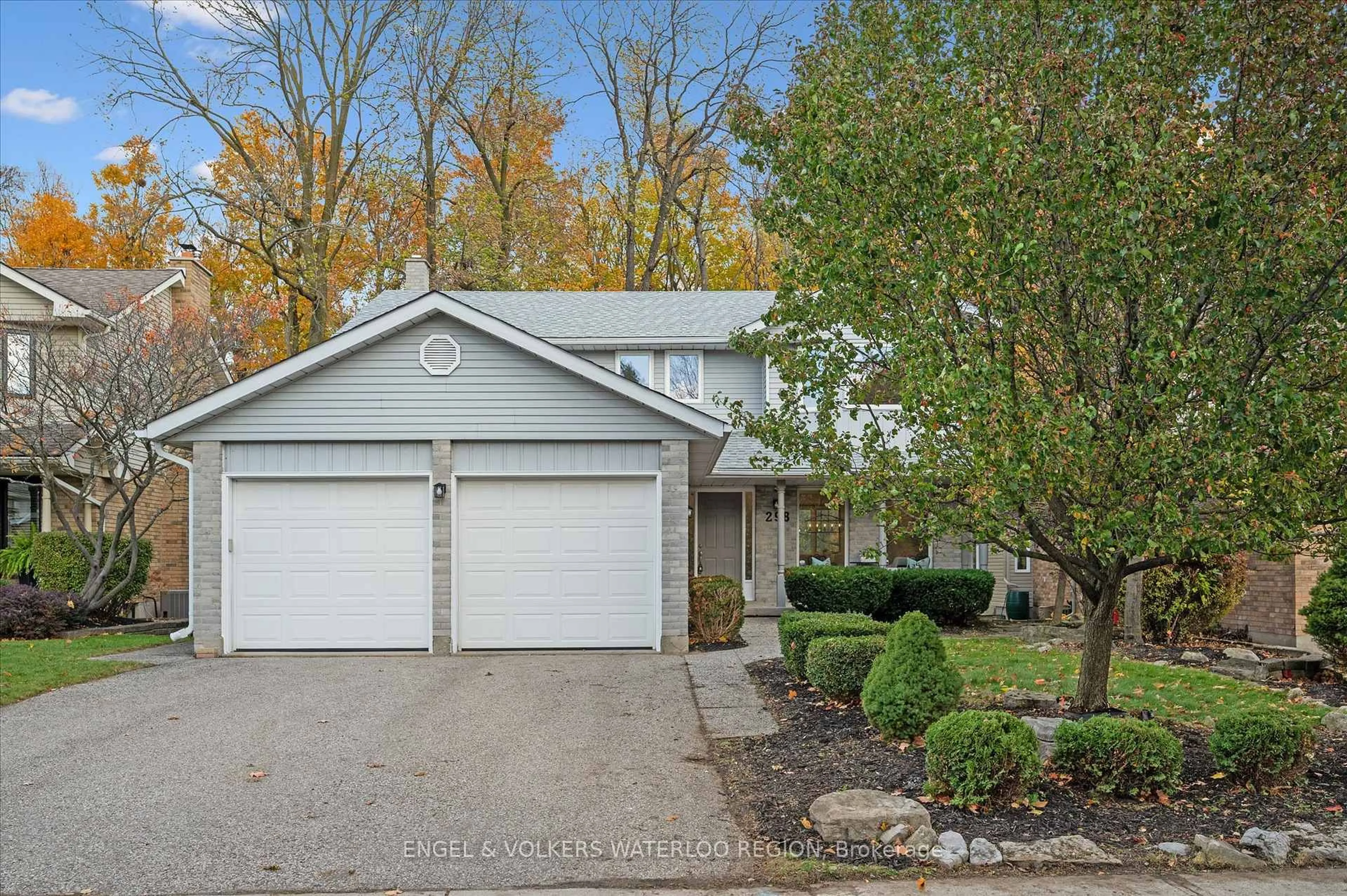 Home with vinyl exterior material, street for 298 AUBURN Dr, Waterloo Ontario N2K 3J9