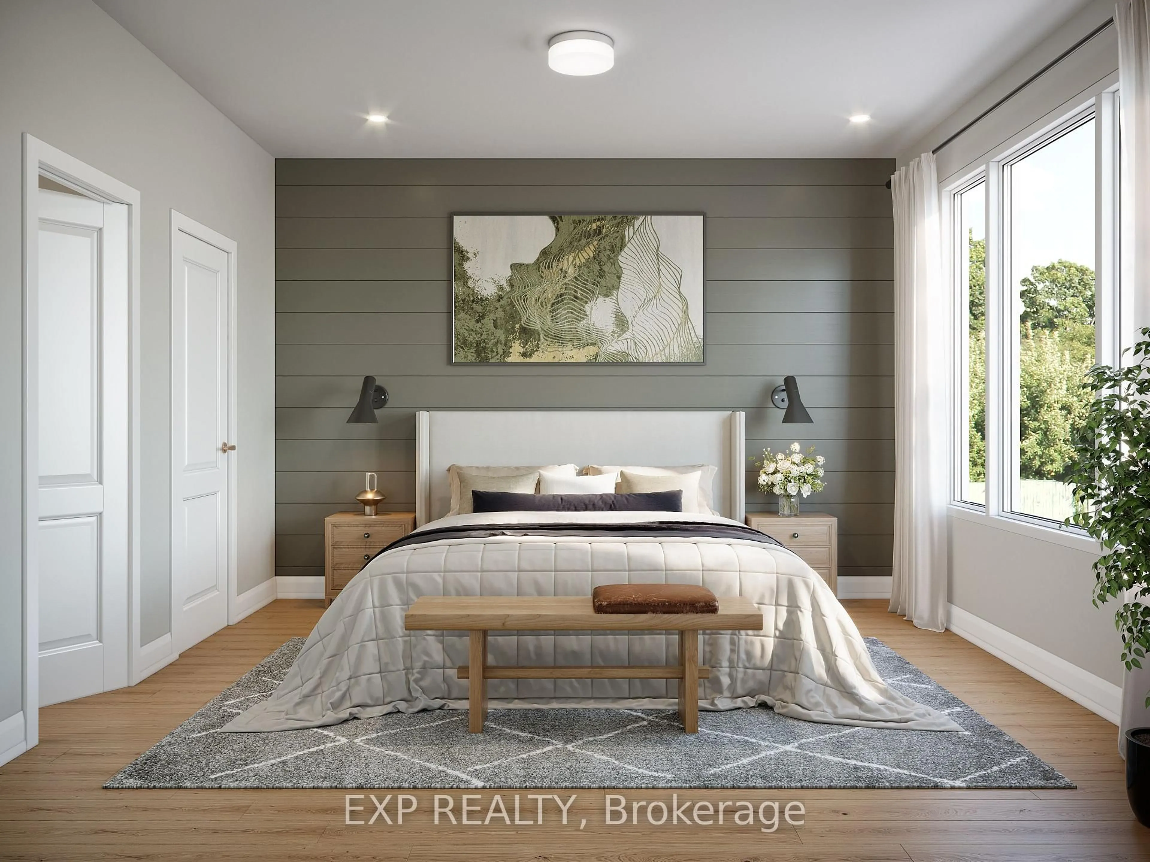 Bedroom with bed, wood/laminate floor for 182 O'donovan Dr, Carleton Place Ontario K7C 0X4