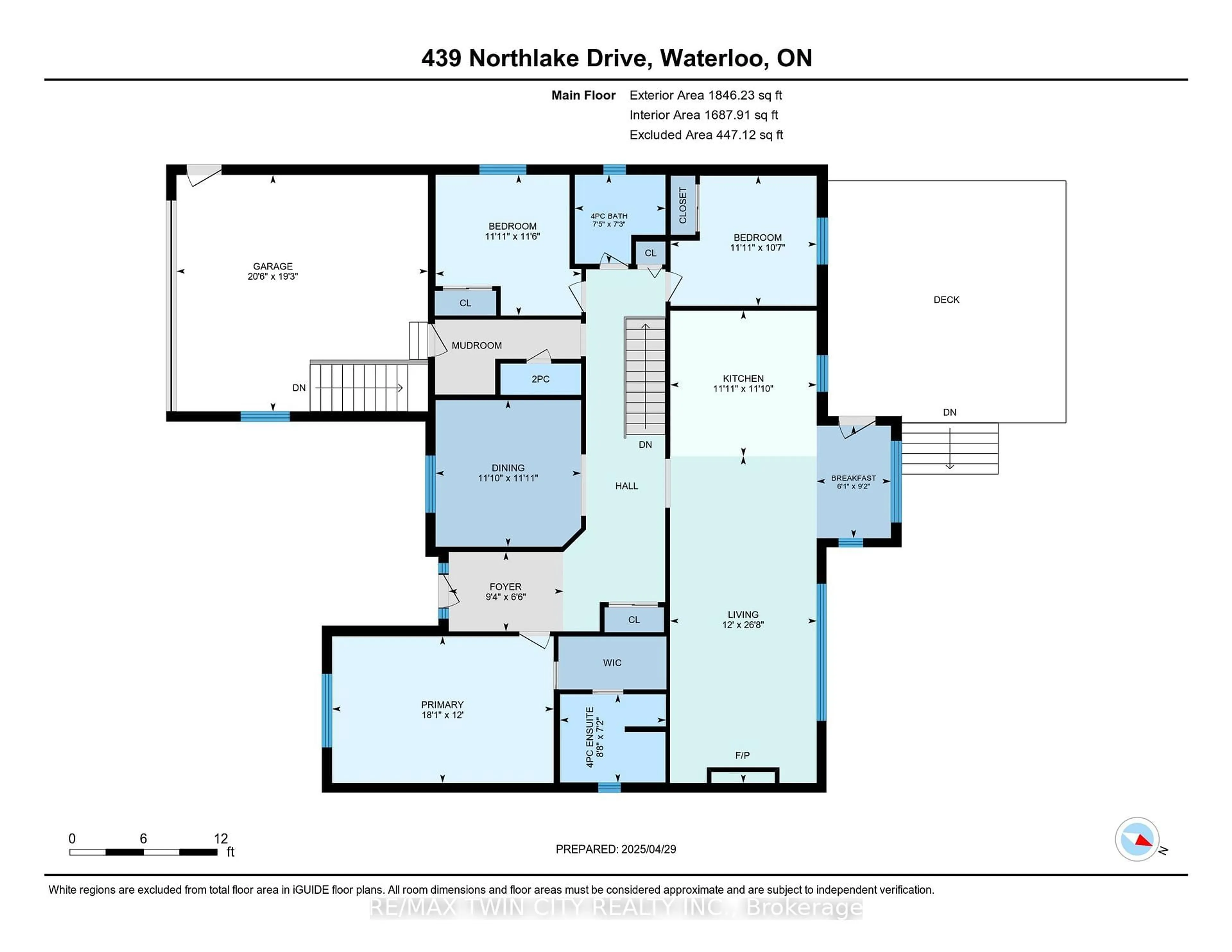 Floor plan for 439 Northlake Dr, Waterloo Ontario N2V 1Y6