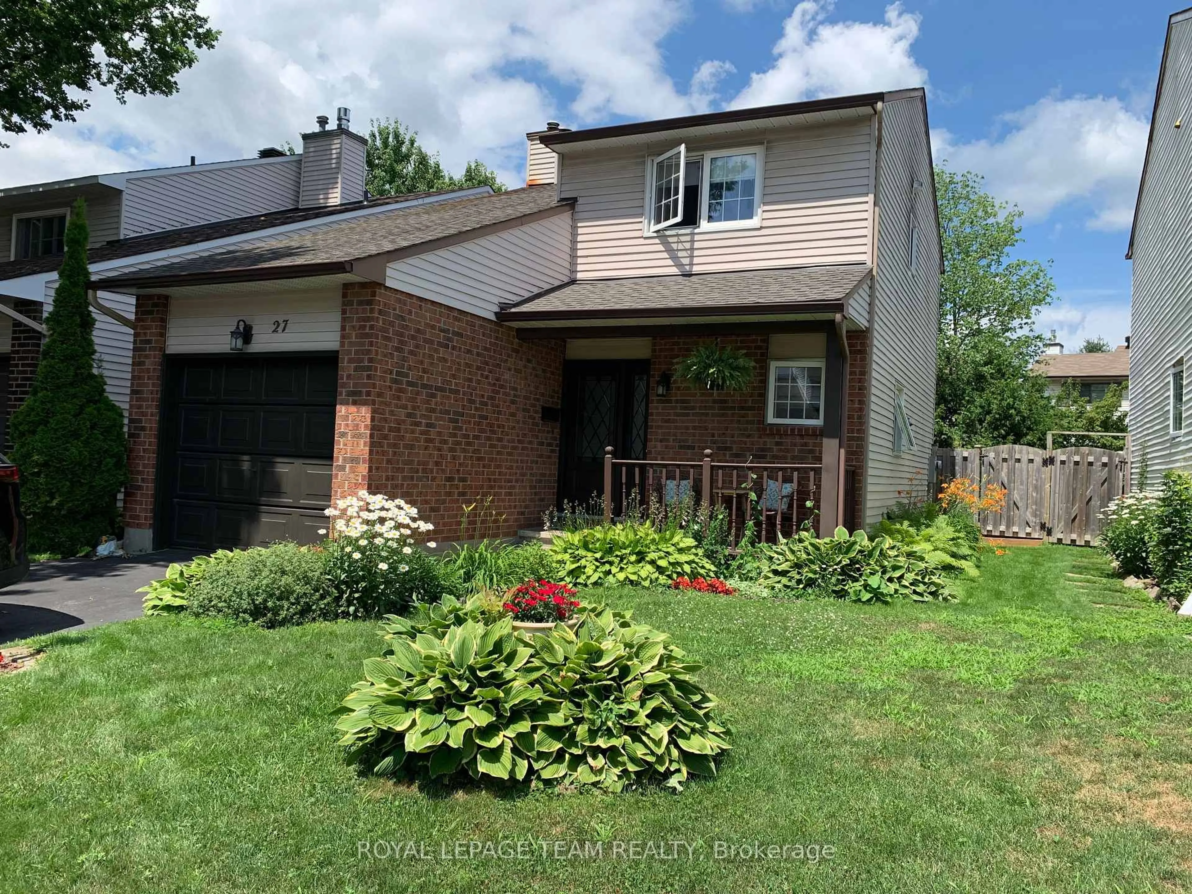 Home with brick exterior material, street for 27 Benlark Rd, Barrhaven Ontario K2J 2L5