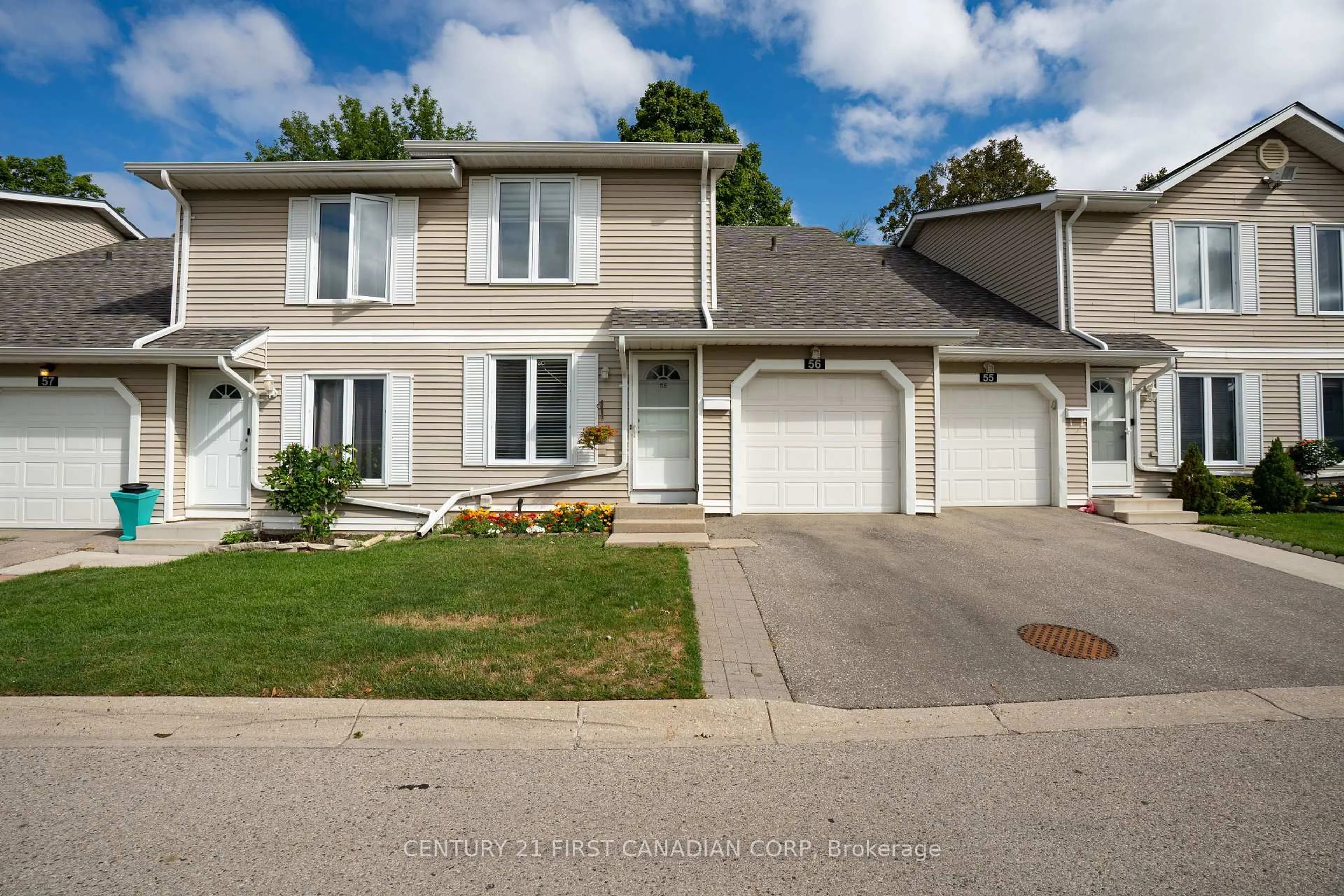 Home with vinyl exterior material, street for 120 Centre St #56, London South Ontario N6J 4X4