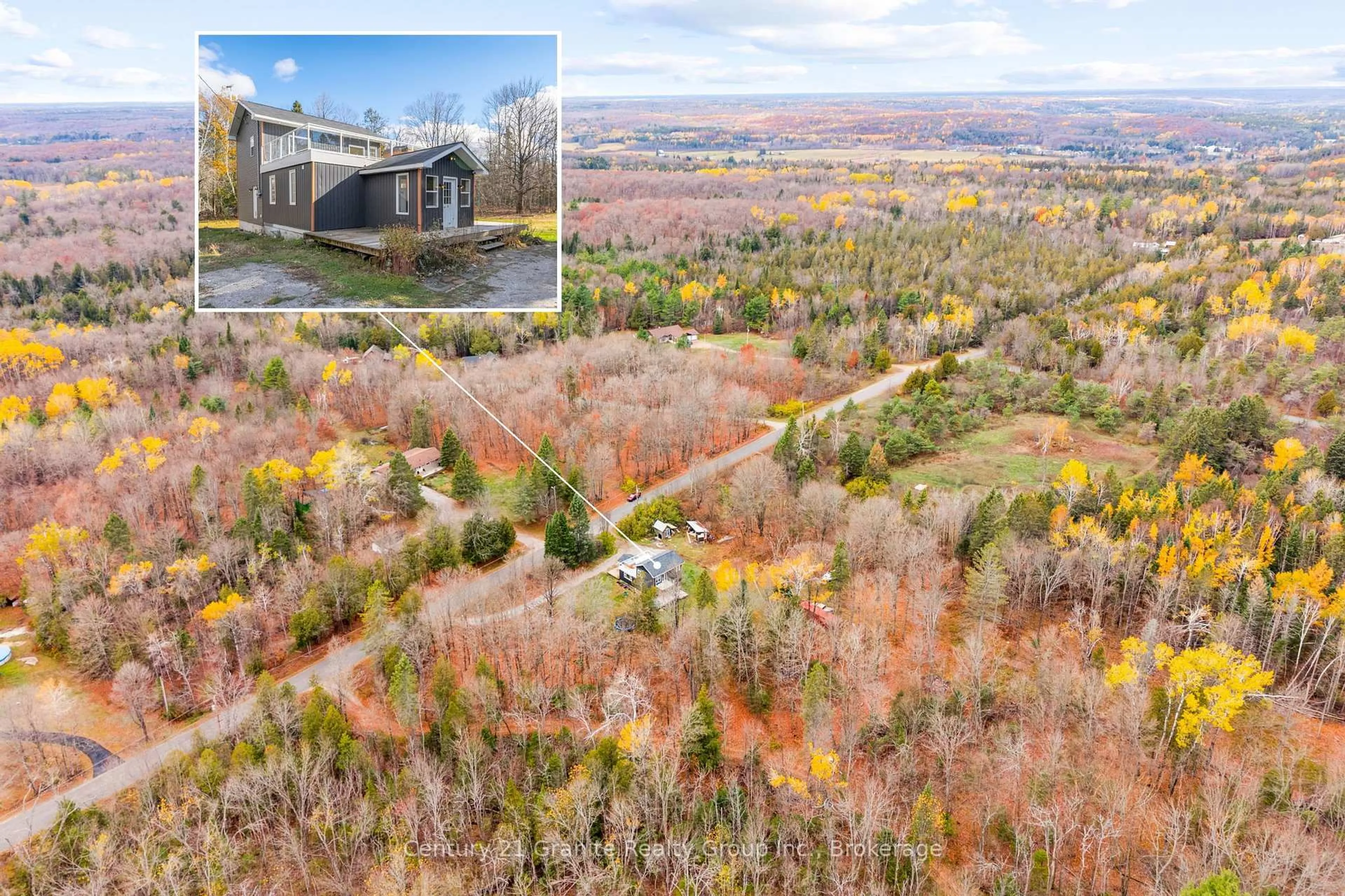 A pic from outside/outdoor area/front of a property/back of a property/a pic from drone, forest/trees view for 1126 Rice Rd, Minden Hills Ontario K0M 2K0