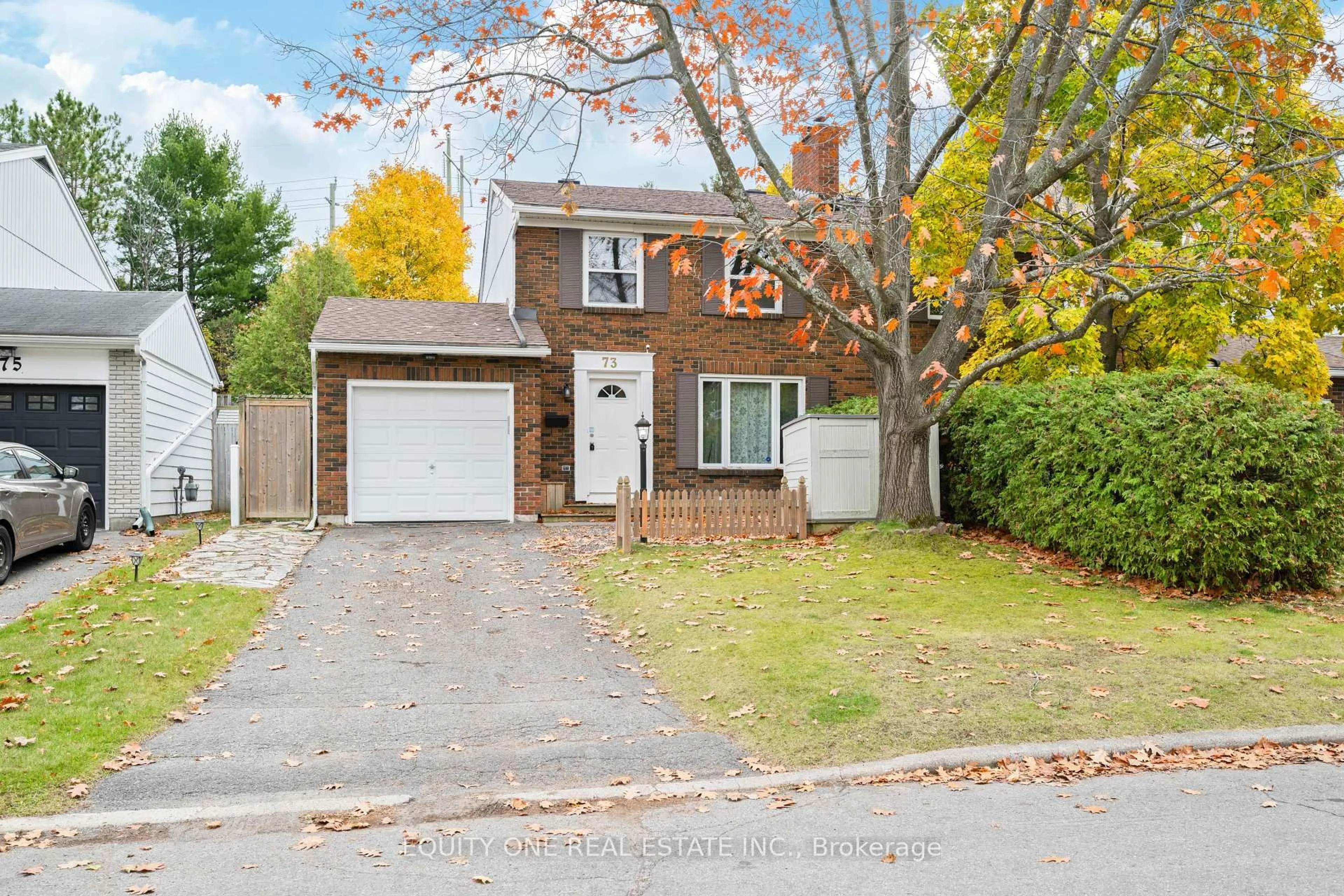 Home with brick exterior material, street for 73 Hobart Cres, Ottawa Ontario K2H 5S3