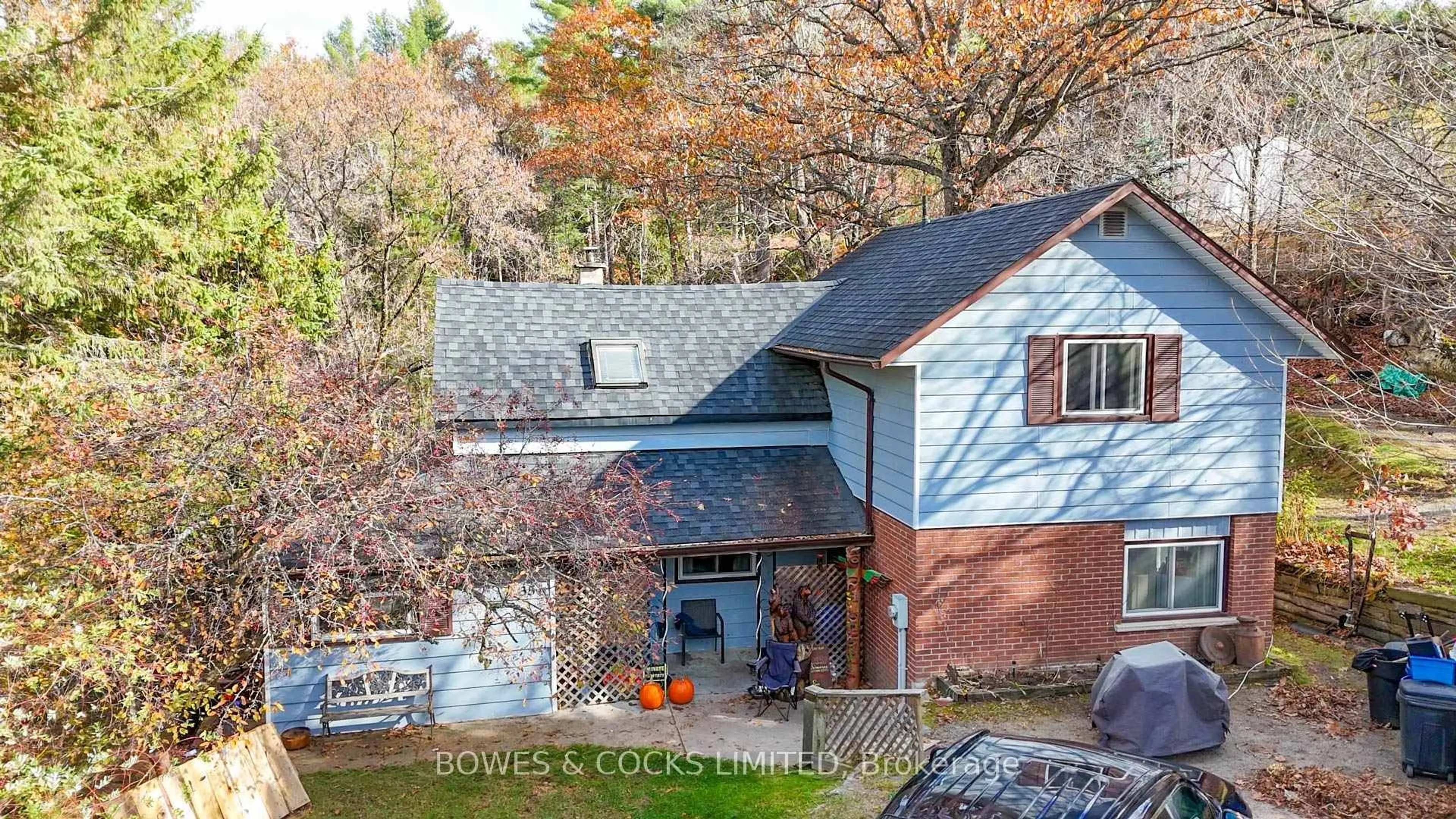 A pic from outside/outdoor area/front of a property/back of a property/a pic from drone, water/lake/river/ocean view for 35 Cleak Ave, Bancroft Ontario K0L 1C0