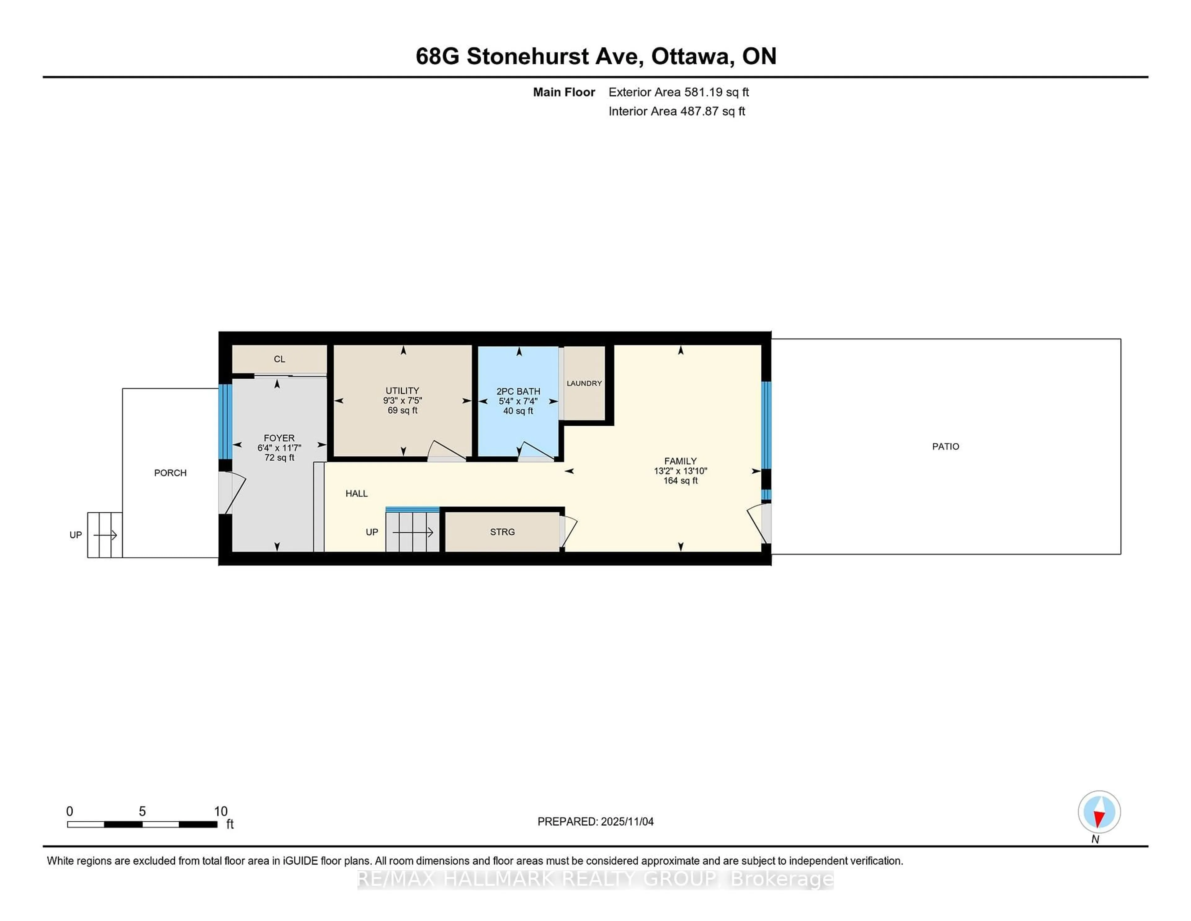 Floor plan for 68G Stonehurst Ave, Ottawa Ontario K1Y 1R5