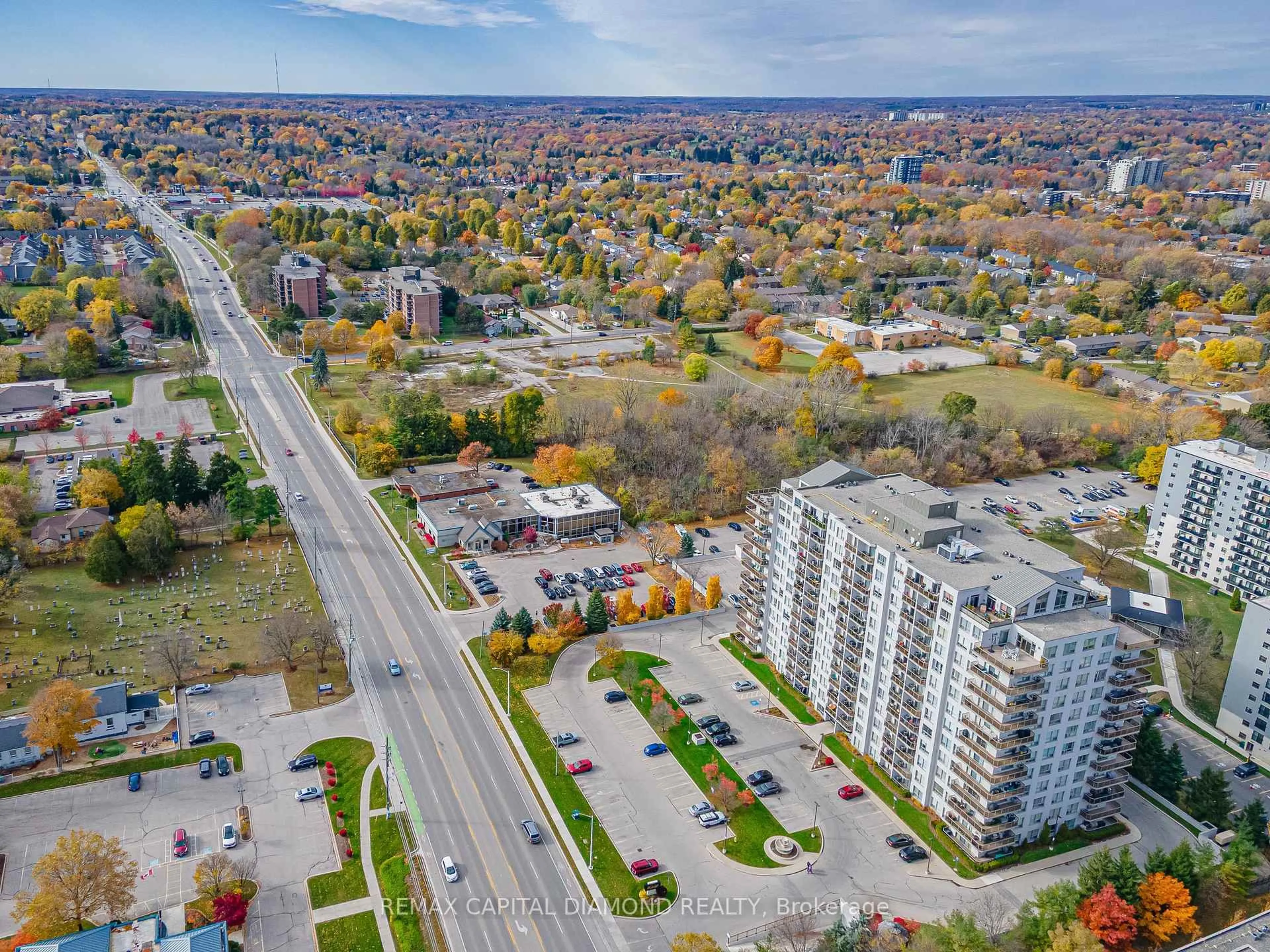 A pic from outside/outdoor area/front of a property/back of a property/a pic from drone, street for 353 Commissioners Rd #506, London South Ontario N6J 0A3
