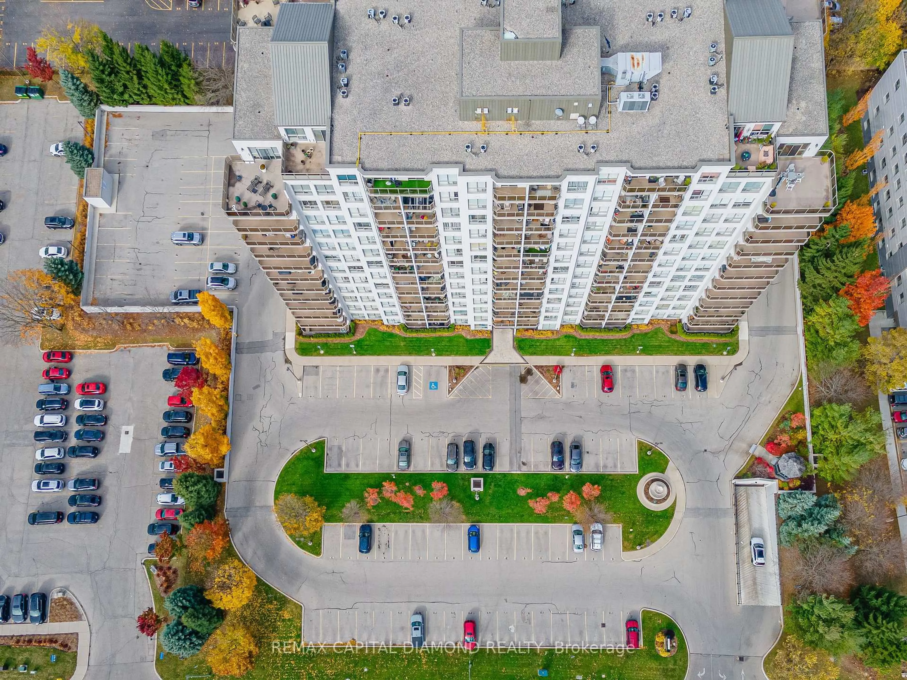 A pic from outside/outdoor area/front of a property/back of a property/a pic from drone, city buildings view from balcony for 353 Commissioners Rd #506, London South Ontario N6J 0A3