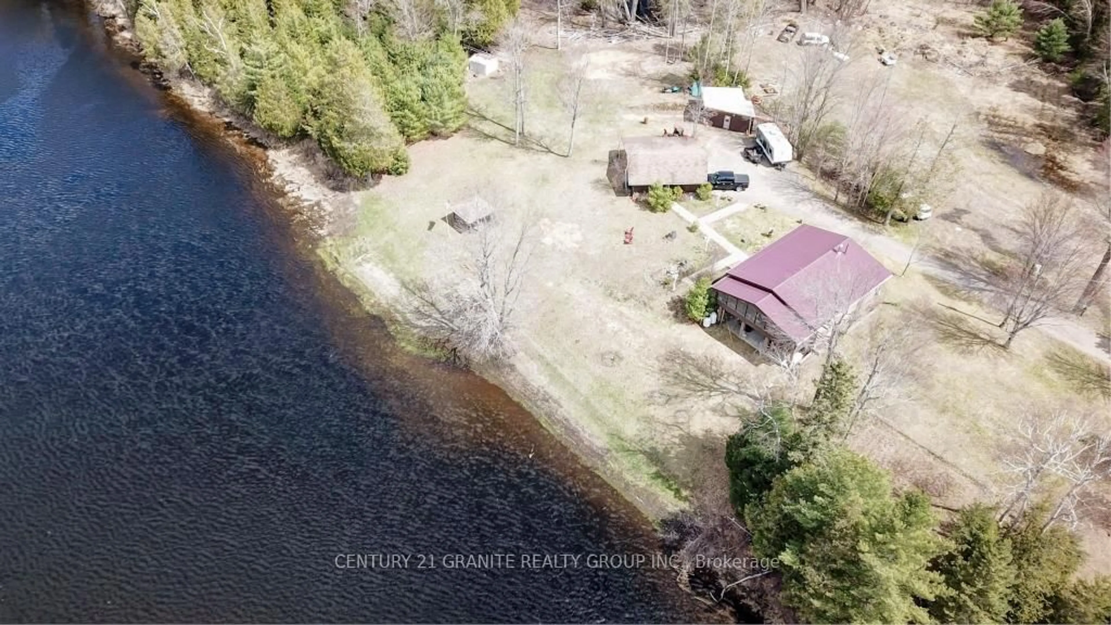 A pic from outside/outdoor area/front of a property/back of a property/a pic from drone, water/lake/river/ocean view for 230 RIVER BEND Dr, Palmer Rapids Ontario K0J 2E0